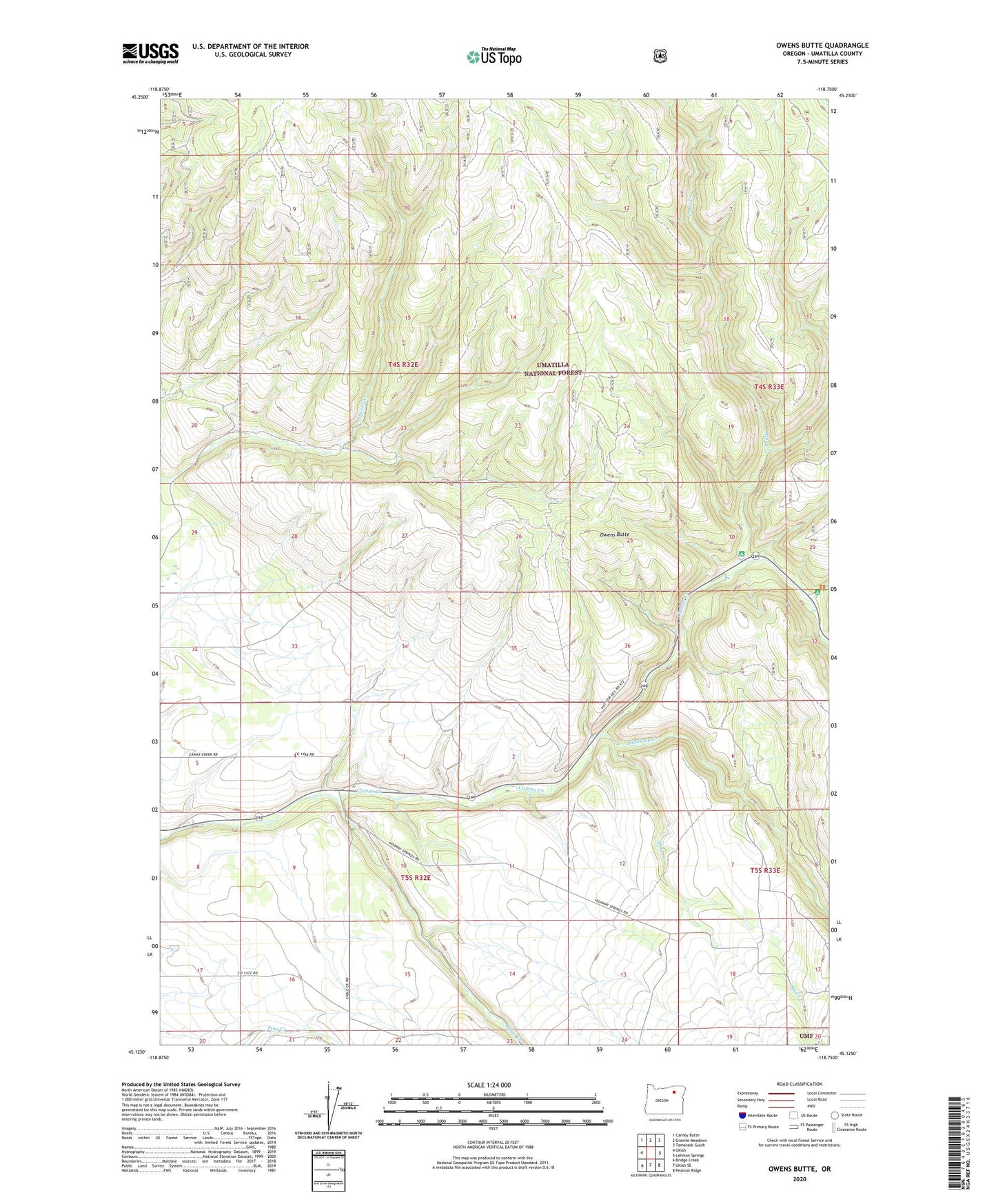 Owens Butte Oregon US Topo Map Image