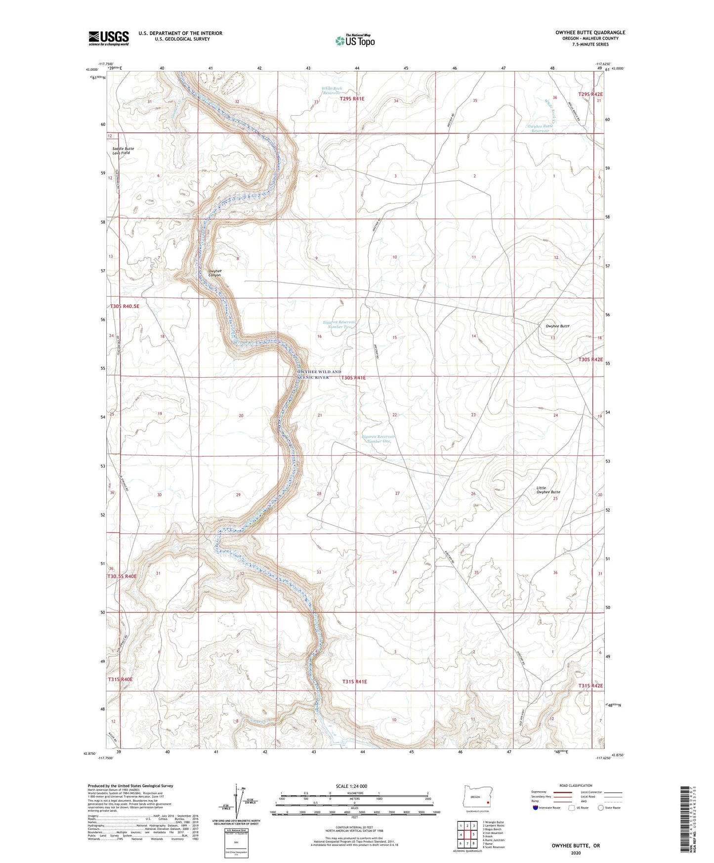 Owyhee Butte Oregon US Topo Map Image