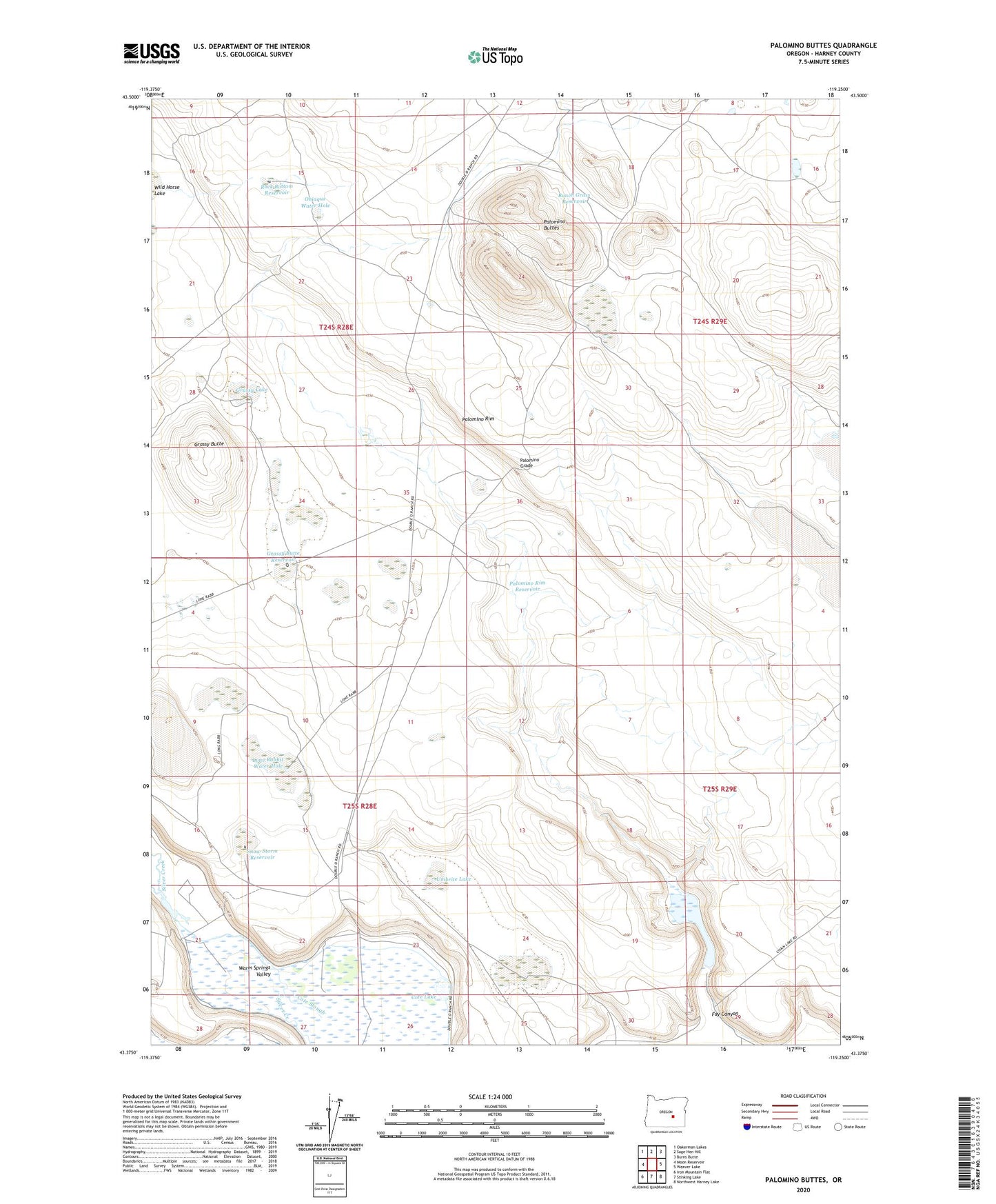 Palomino Buttes Oregon US Topo Map Image