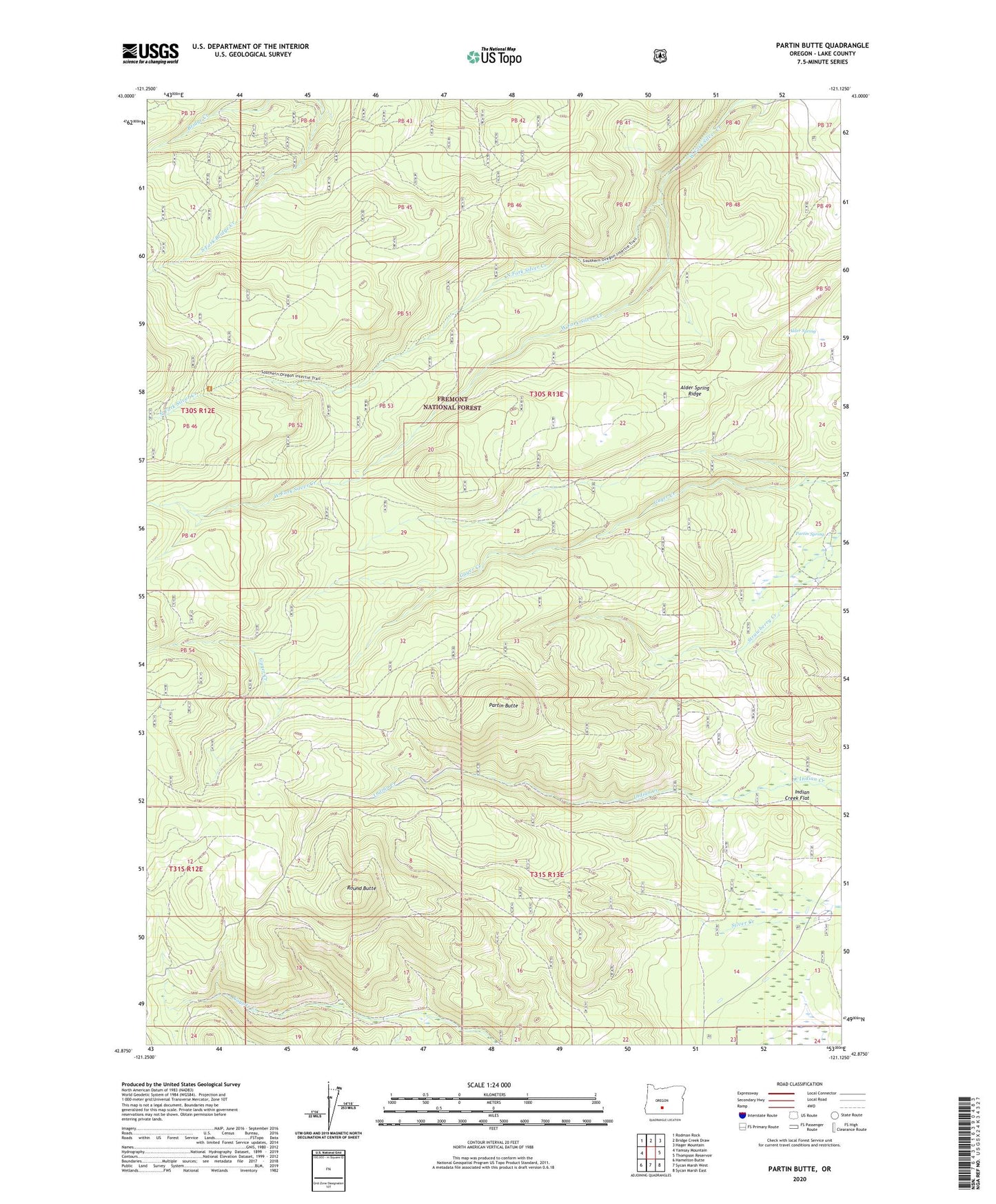 Partin Butte Oregon US Topo Map Image