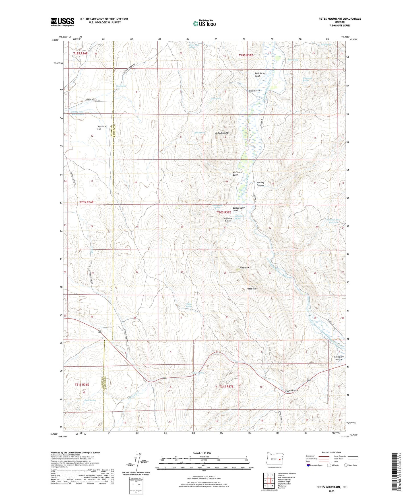 Petes Mountain Oregon US Topo Map Image
