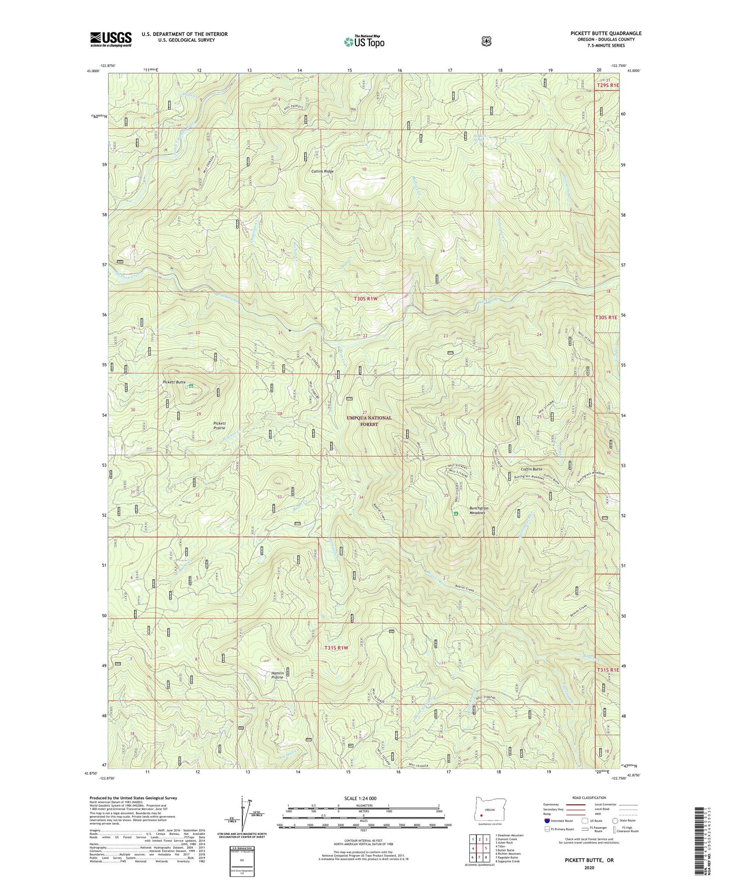 Pickett Butte Oregon US Topo Map Image