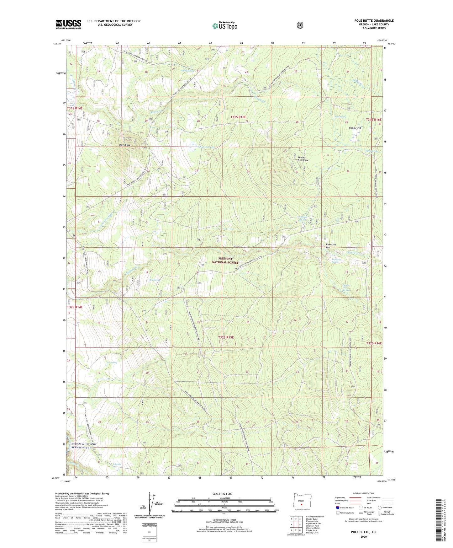 Pole Butte Oregon US Topo Map Image