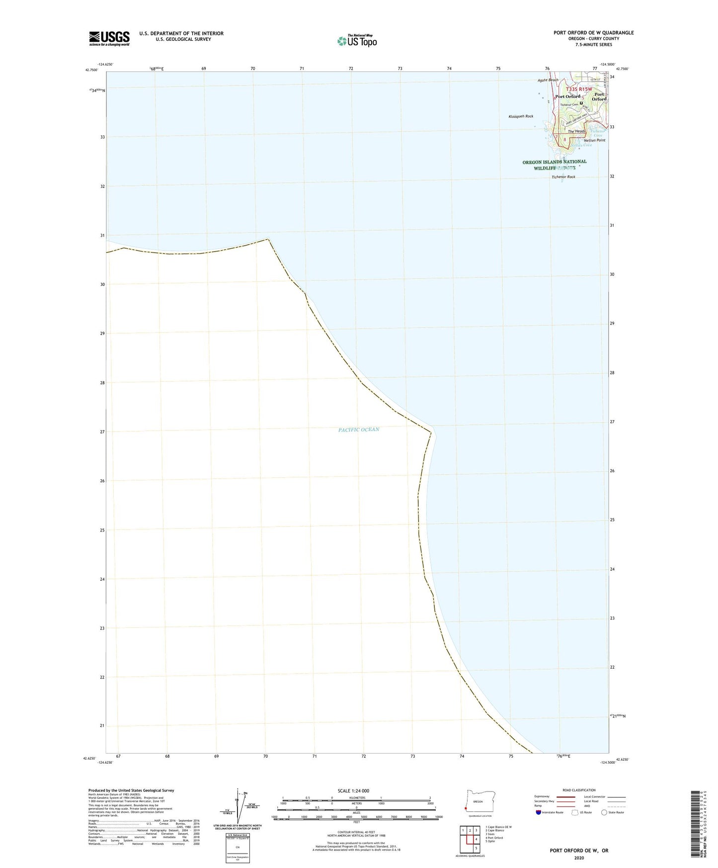 Port Orford OE W Oregon US Topo Map Image