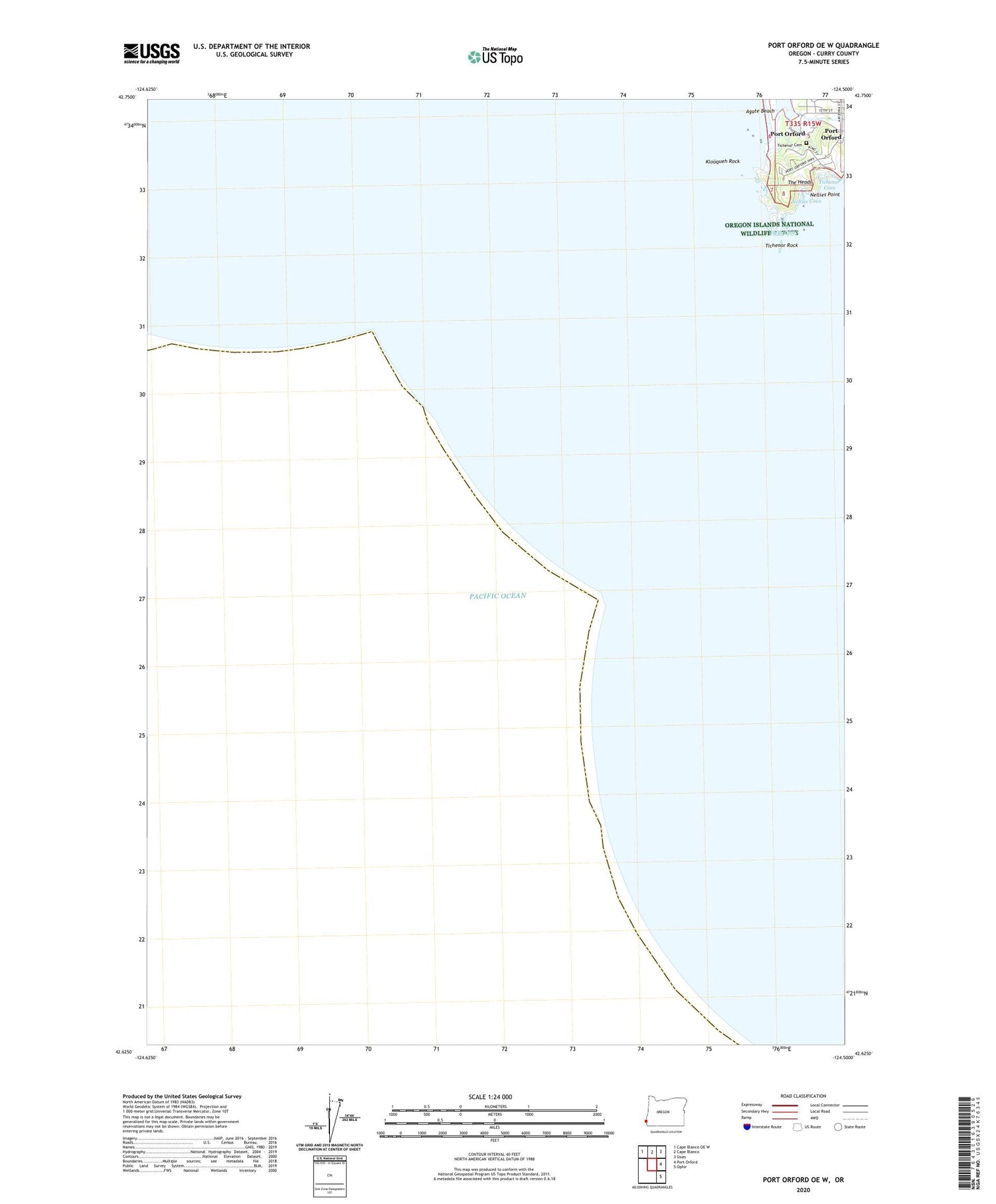 Port Orford OE W Oregon US Topo Map Image