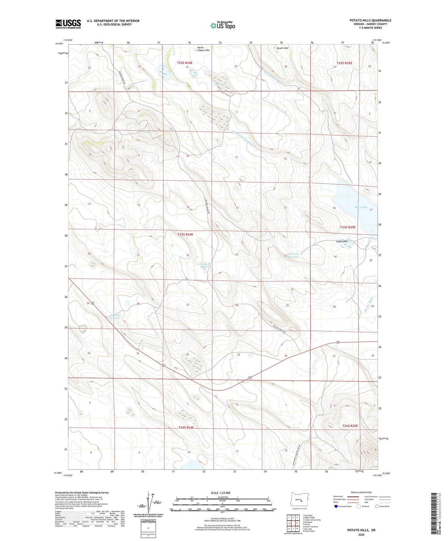 Potato Hills Oregon US Topo Map Image
