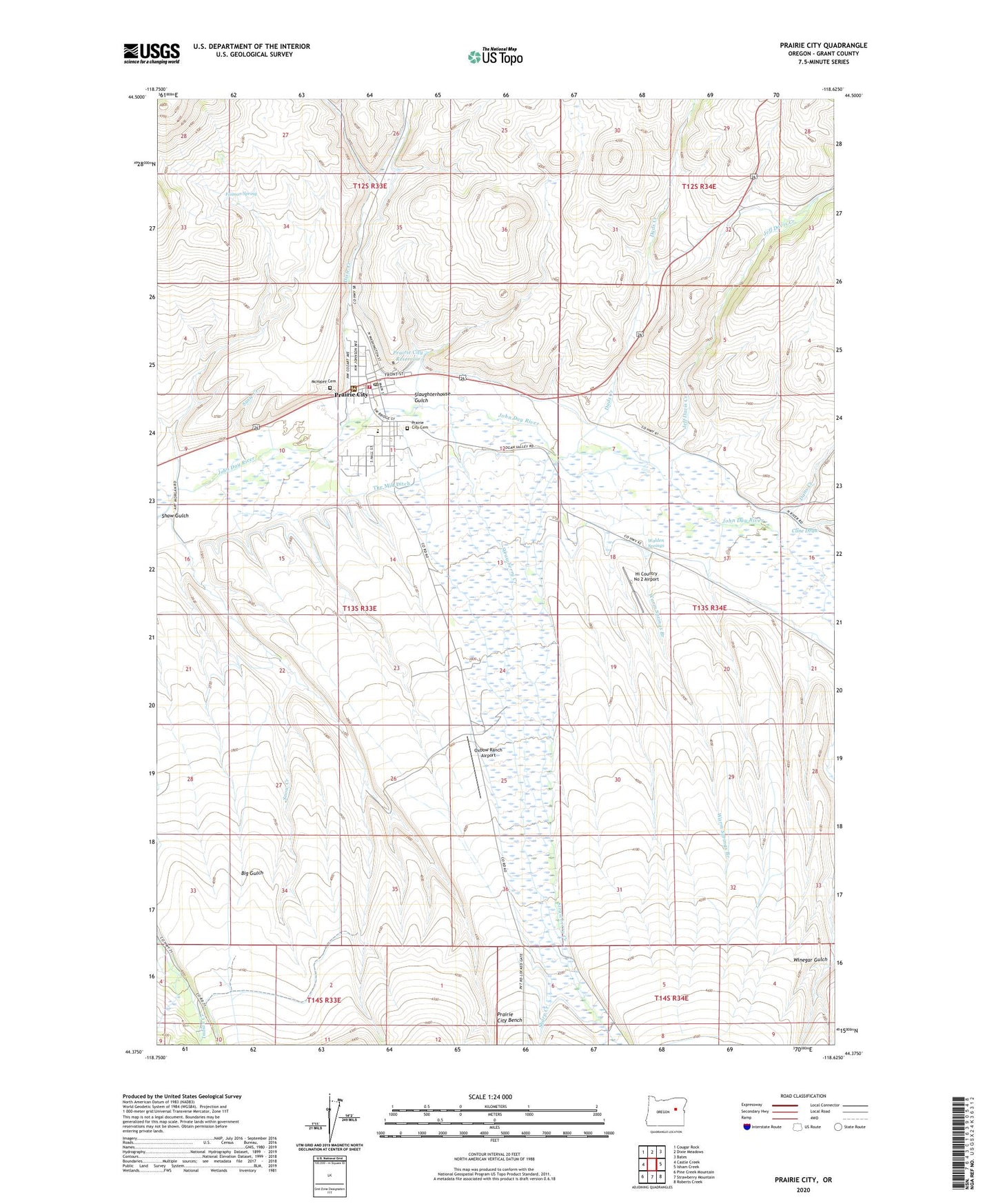 Prairie City Oregon US Topo Map Image