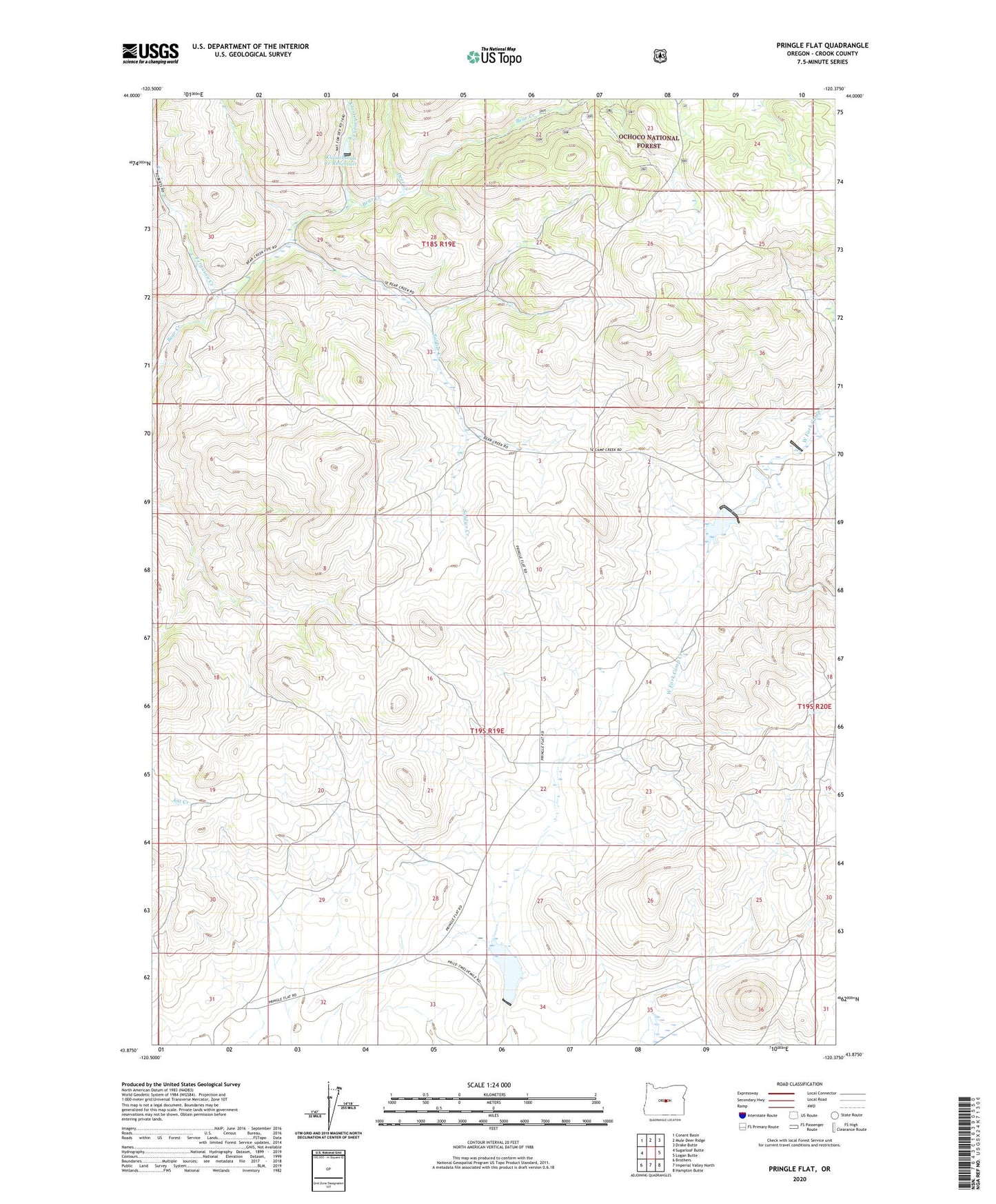 Pringle Flat Oregon US Topo Map Image