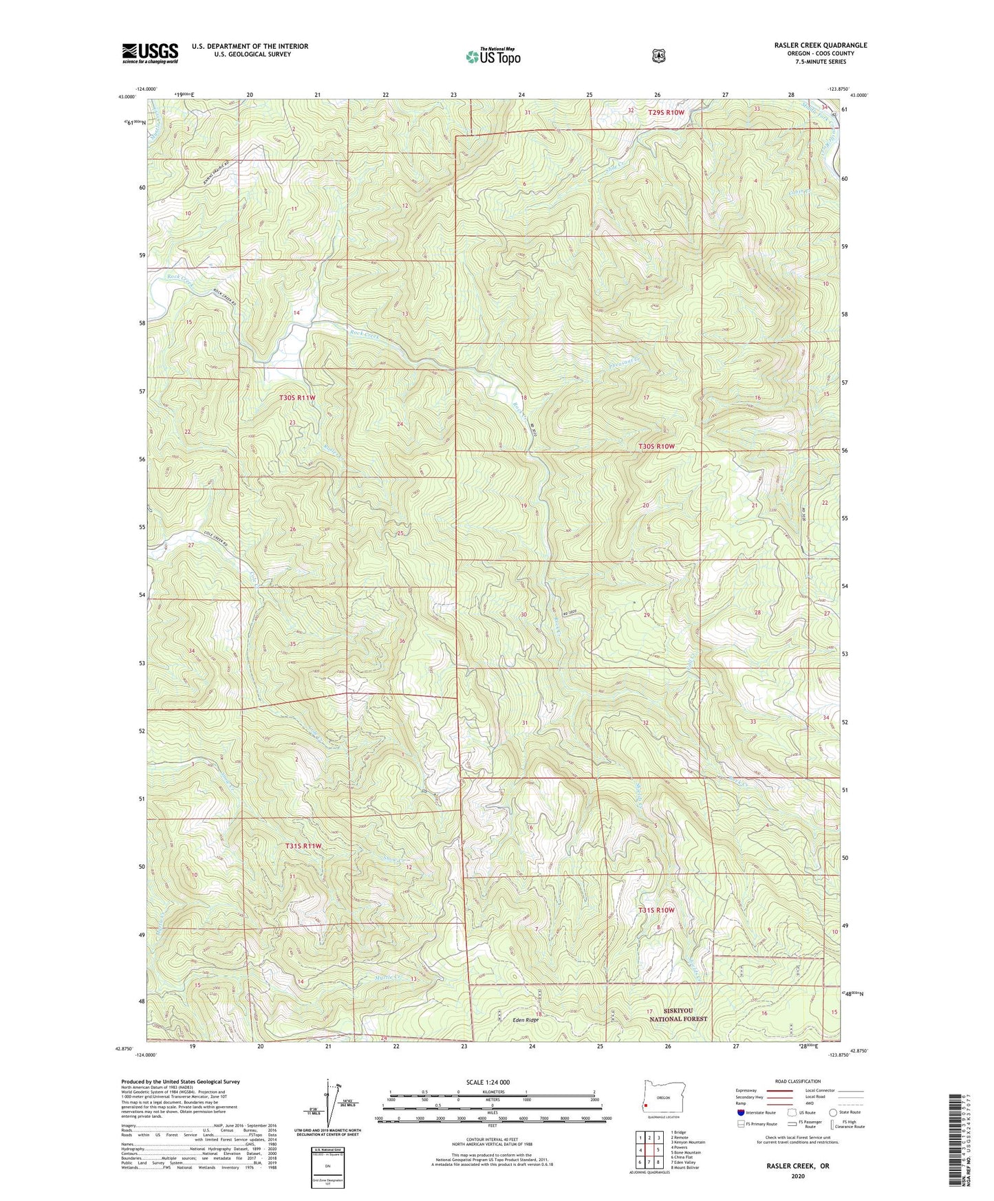 Rasler Creek Oregon US Topo Map Image