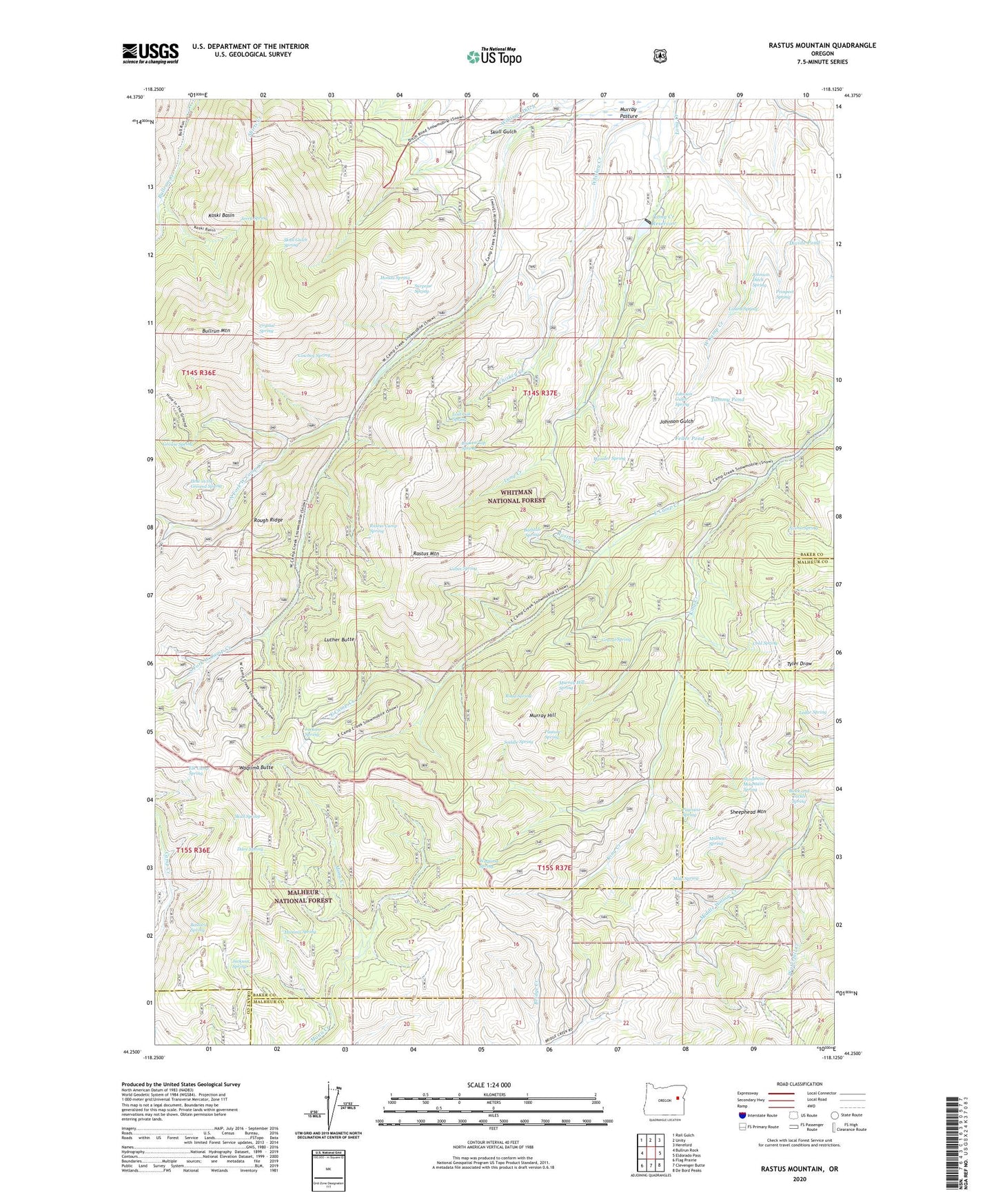Rastus Mountain Oregon US Topo Map Image