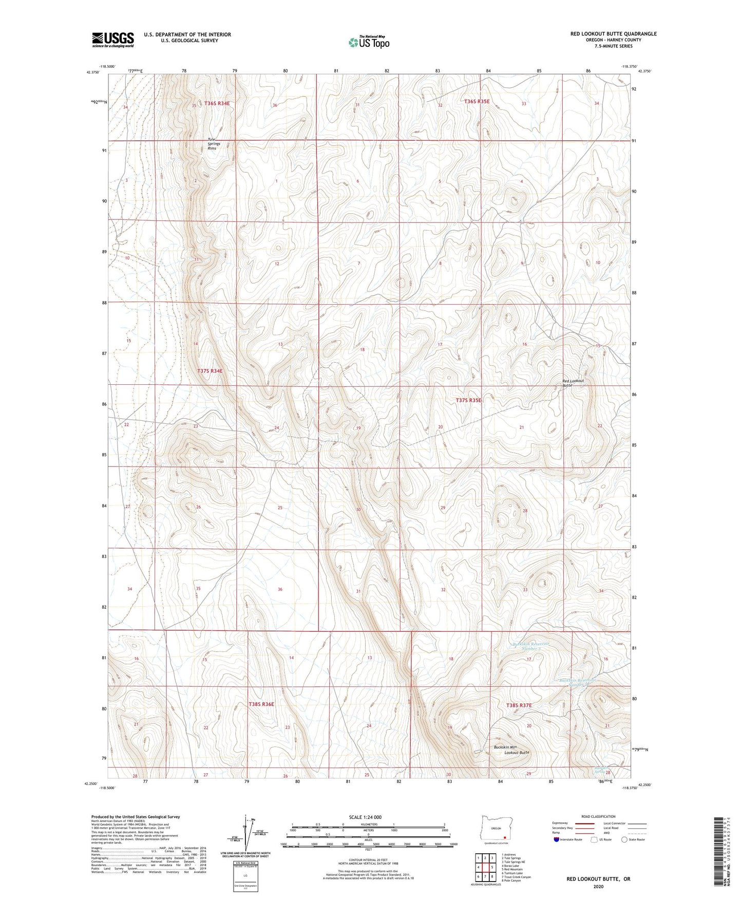 Red Lookout Butte Oregon US Topo Map Image