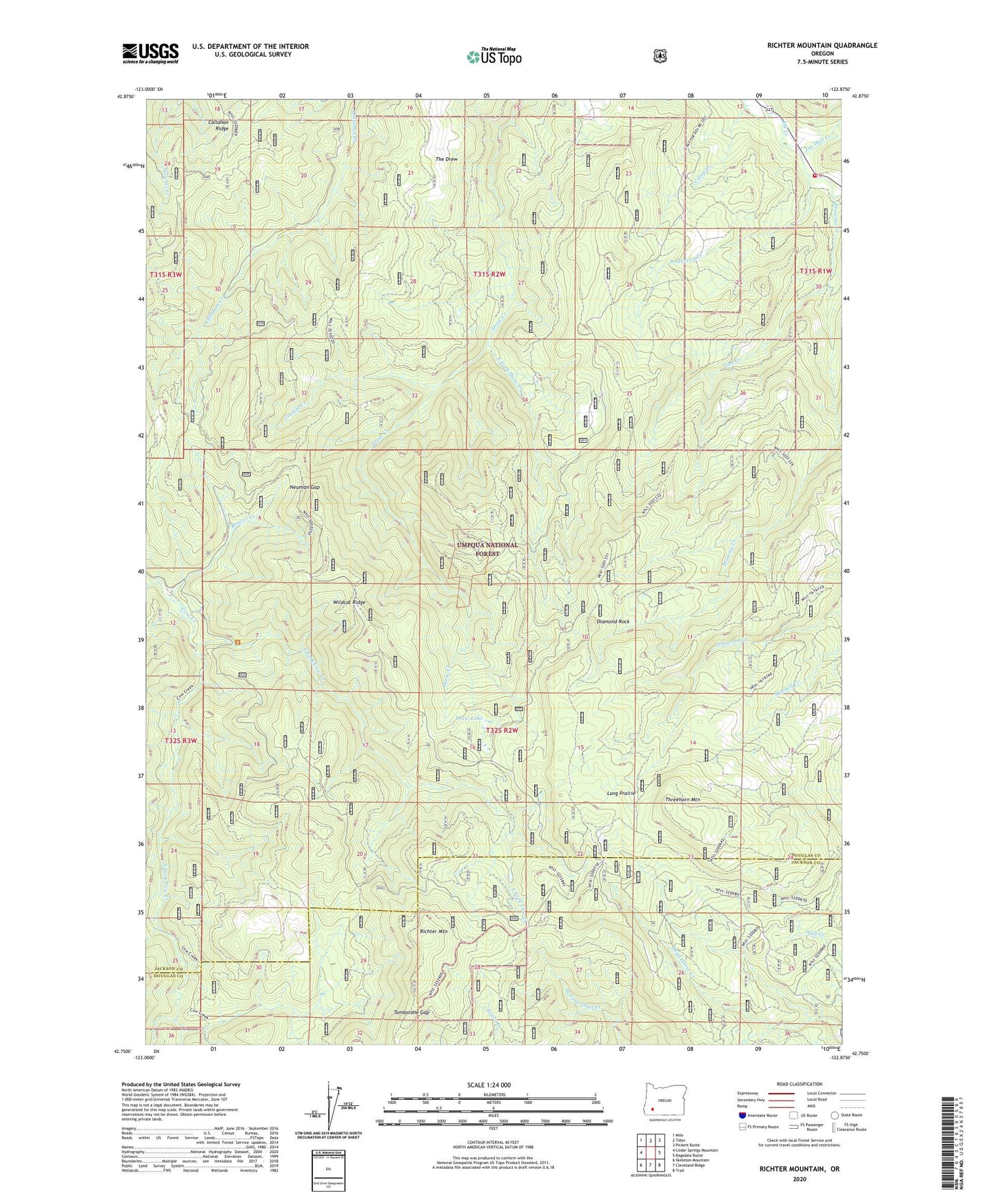 Richter Mountain Oregon US Topo Map Image