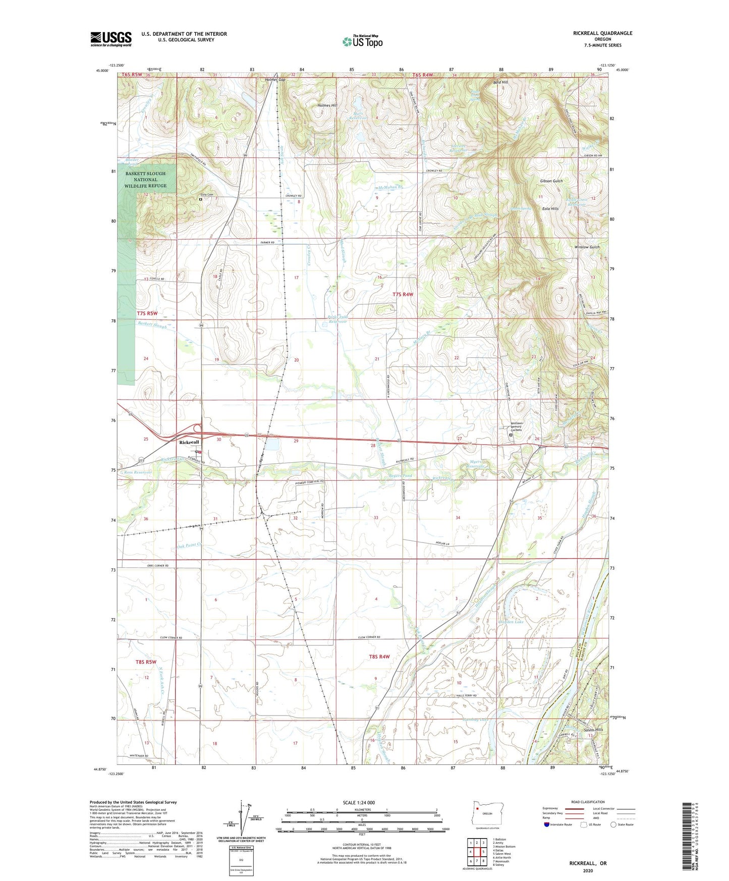 Rickreall Oregon US Topo Map Image
