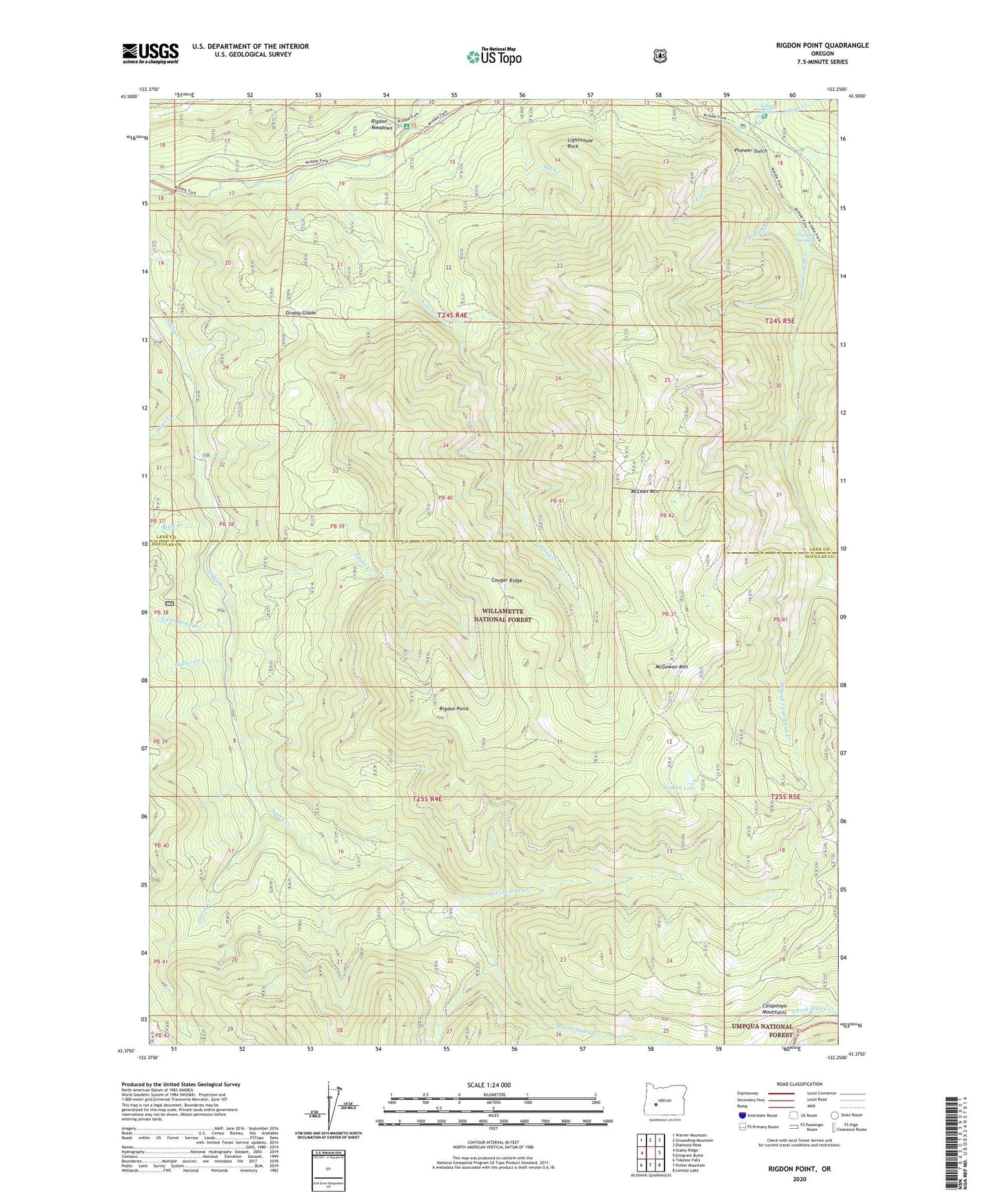 Rigdon Point Oregon US Topo Map Image