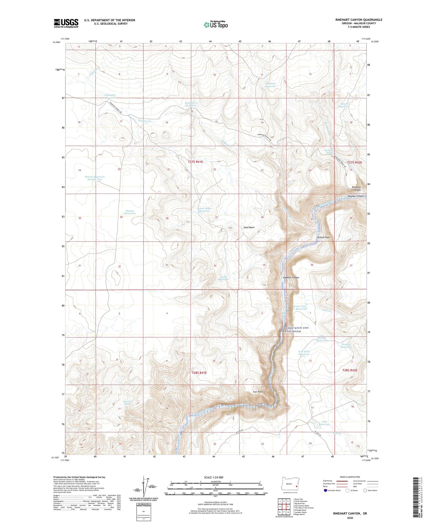 Rinehart Canyon Oregon US Topo Map Image