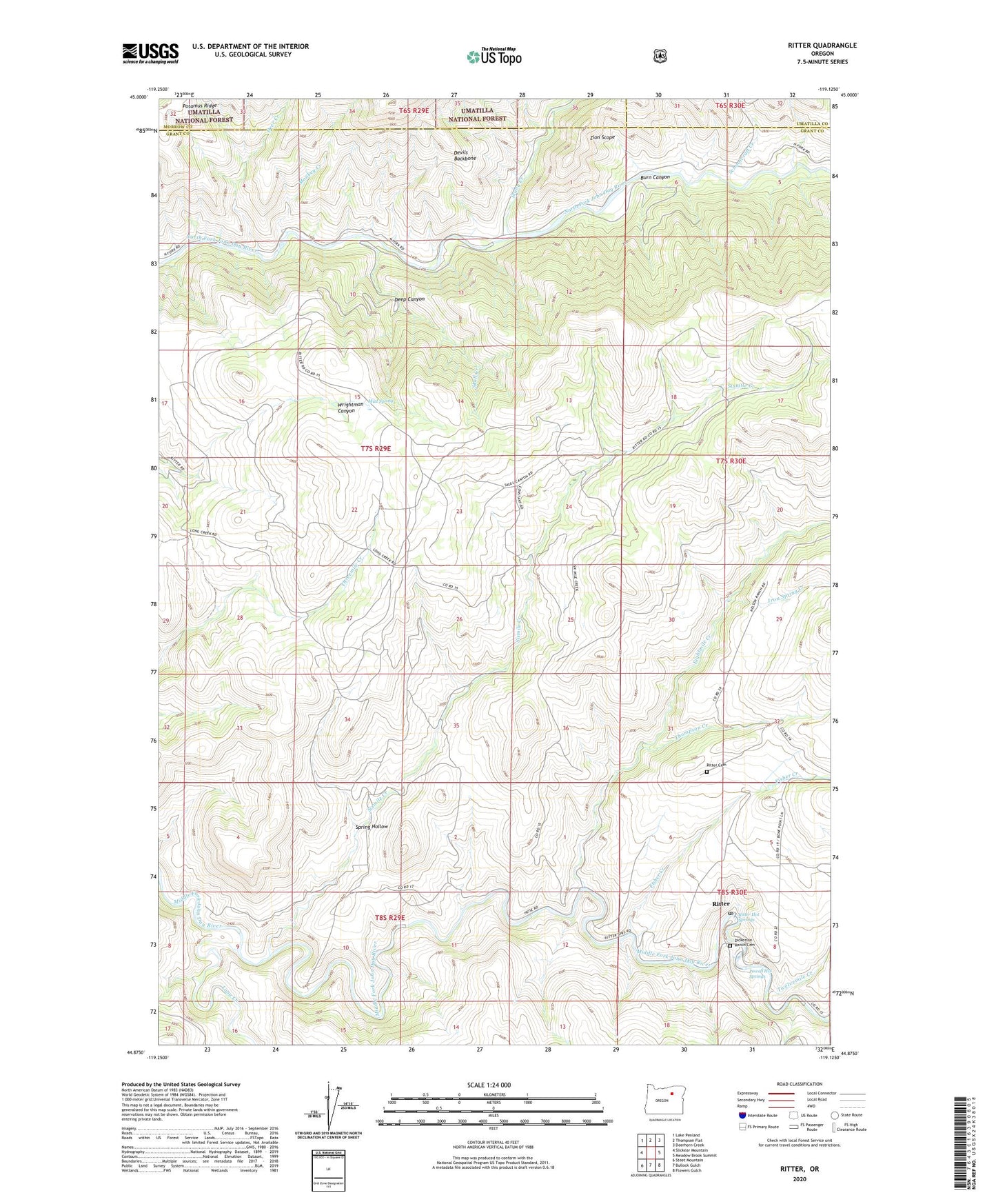 Ritter Oregon US Topo Map Image