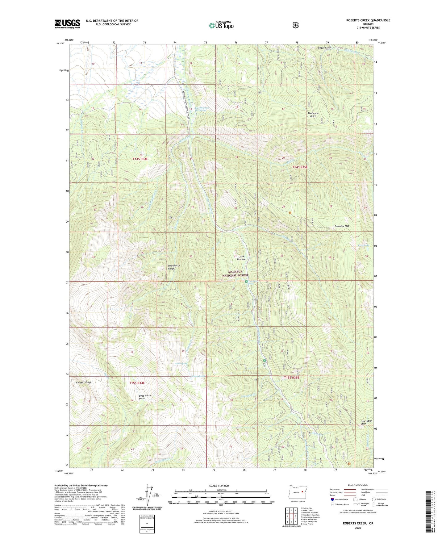 Roberts Creek Oregon US Topo Map Image