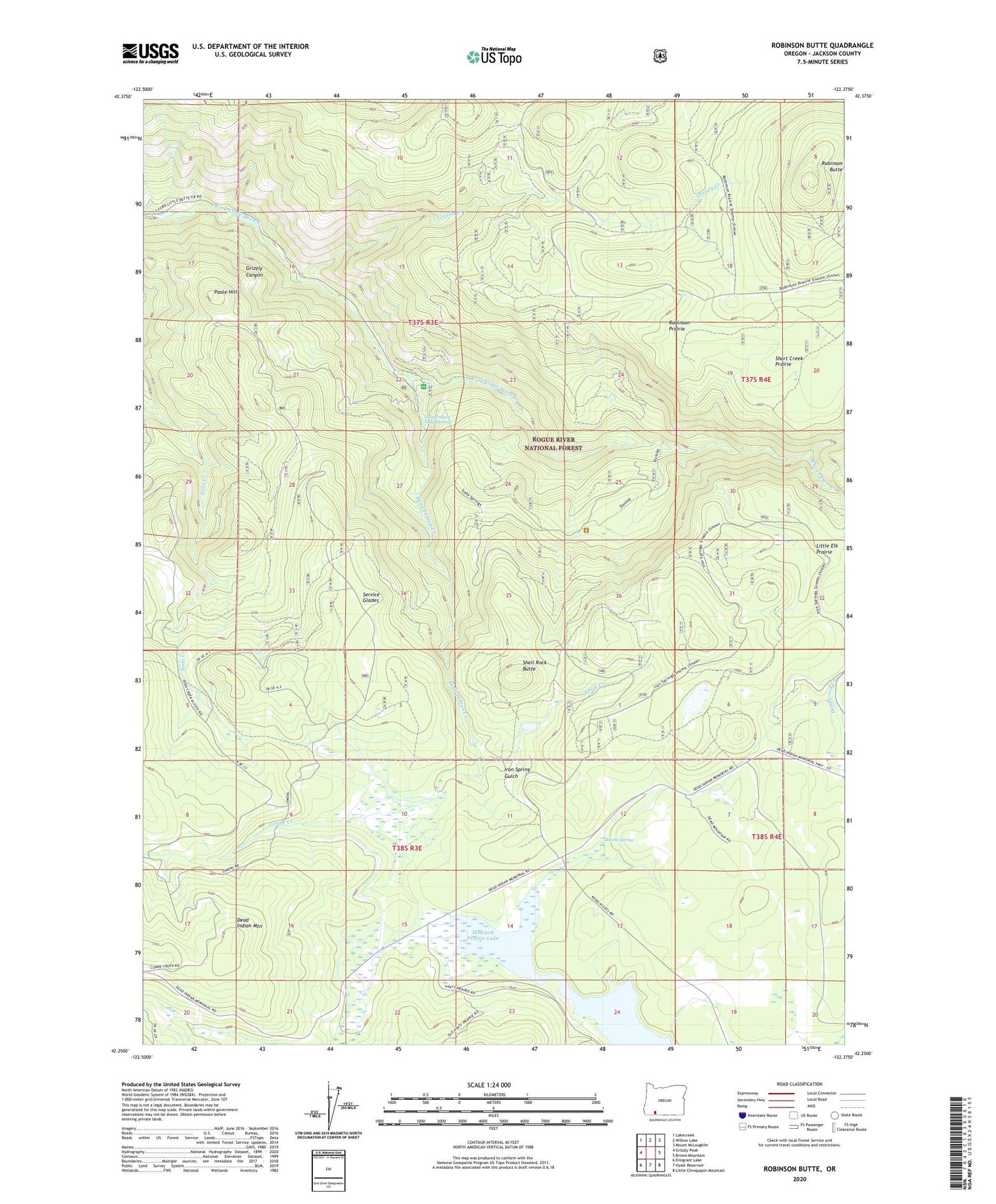 Robinson Butte Oregon US Topo Map Image