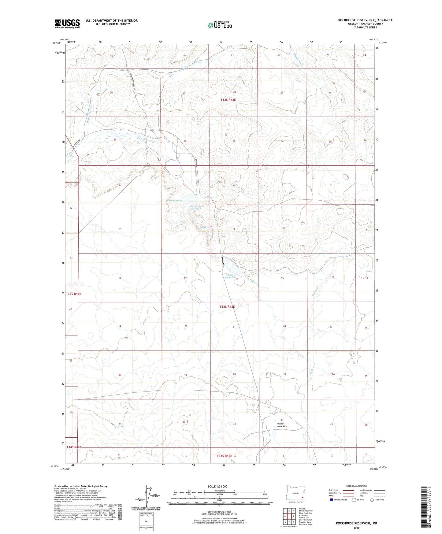 Rockhouse Reservoir Oregon US Topo Map Image