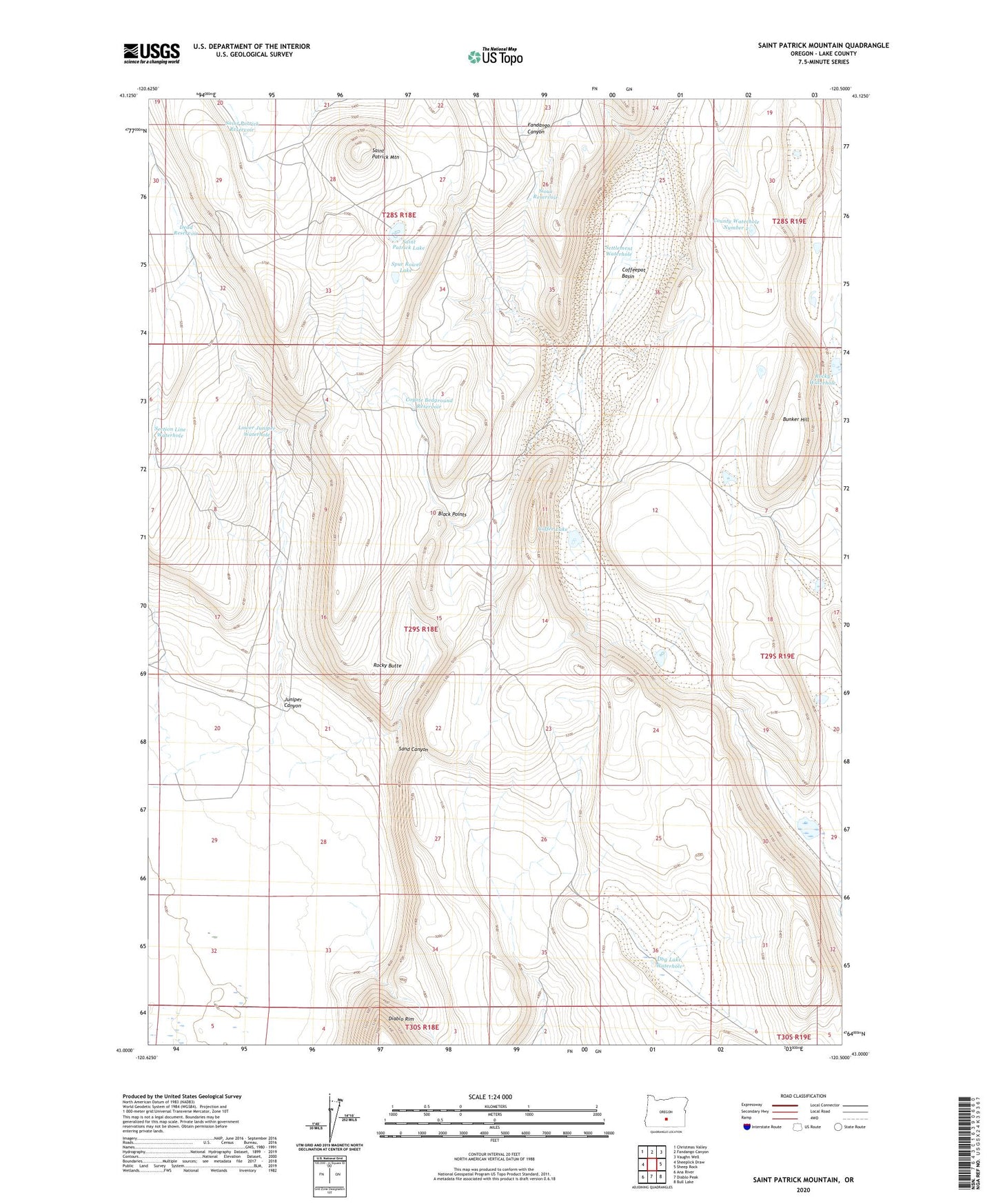 Saint Patrick Mountain Oregon US Topo Map Image