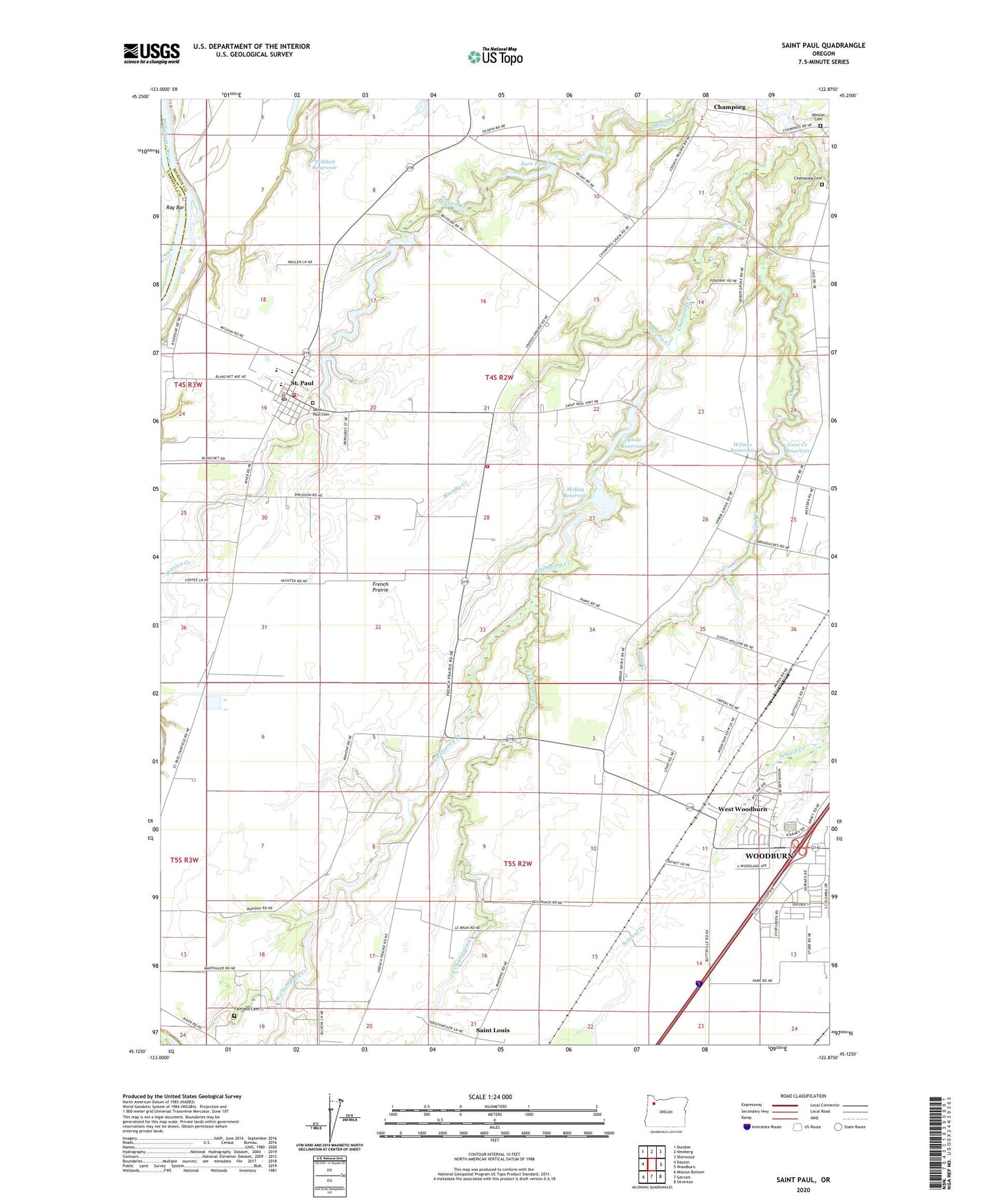 Saint Paul Oregon US Topo Map Image