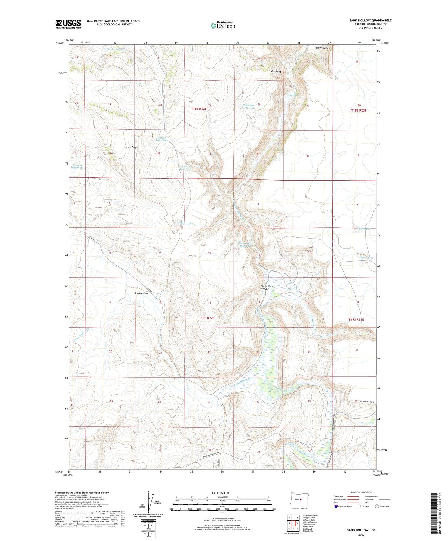 Sand Hollow Oregon US Topo Map Image