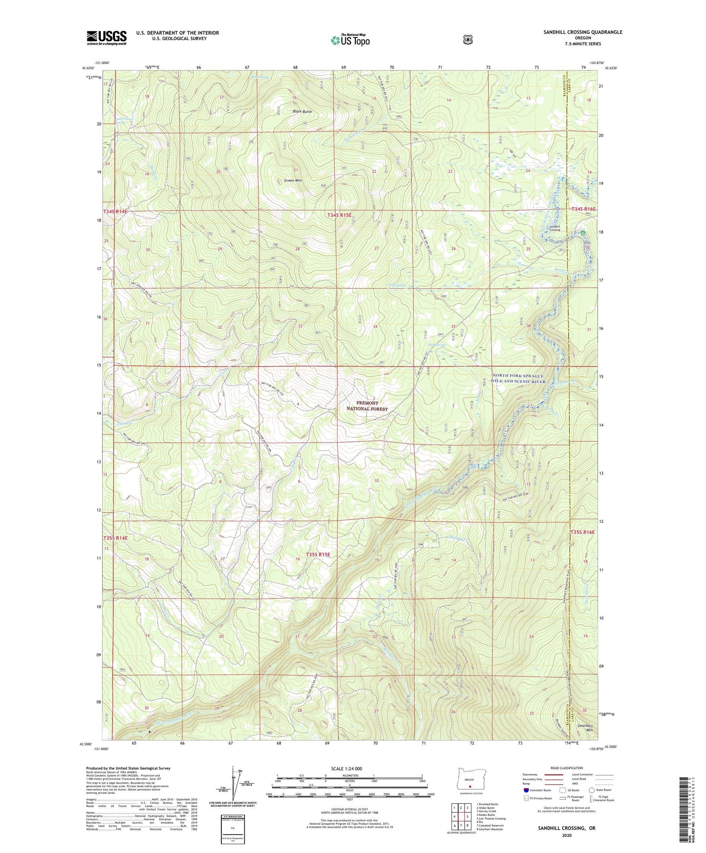Sandhill Crossing Oregon US Topo Map Image