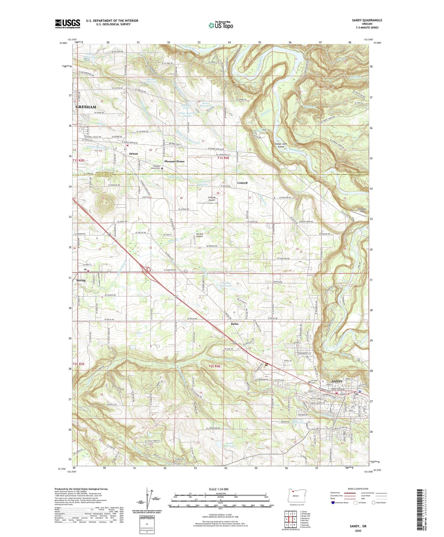 Sandy Oregon US Topo Map Image