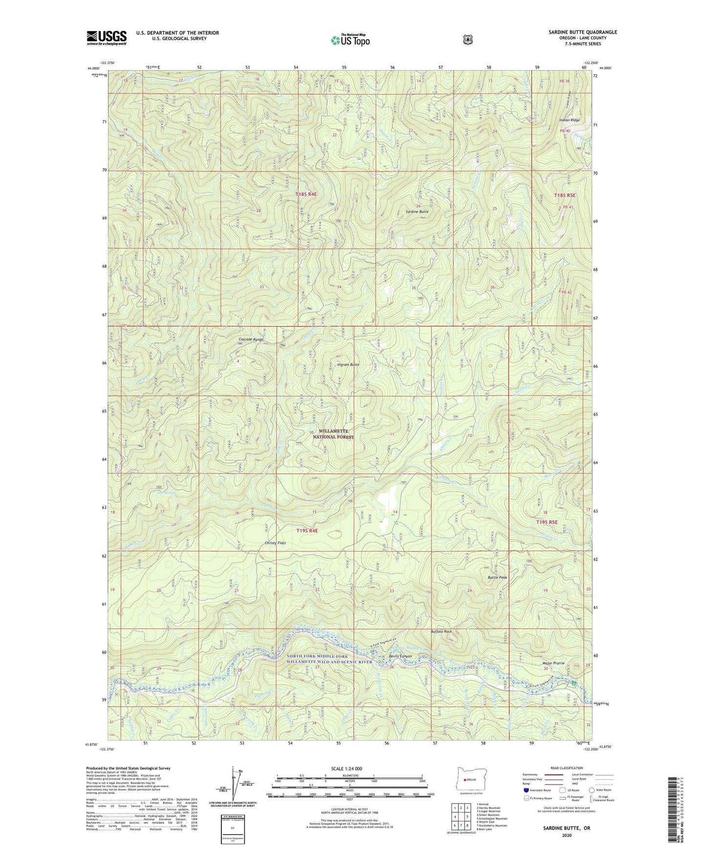 Sardine Butte Oregon US Topo Map Image