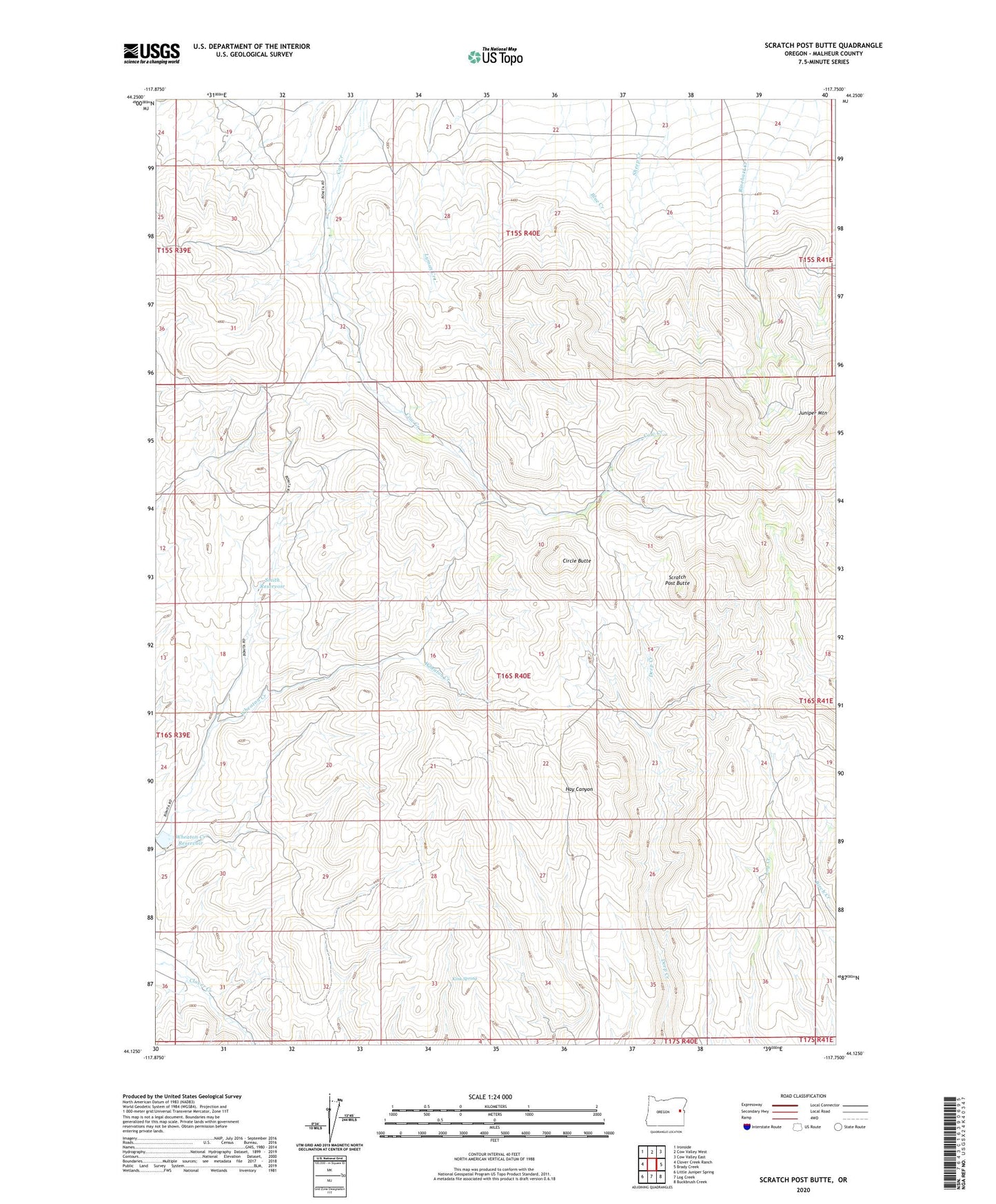 Scratch Post Butte Oregon US Topo Map Image