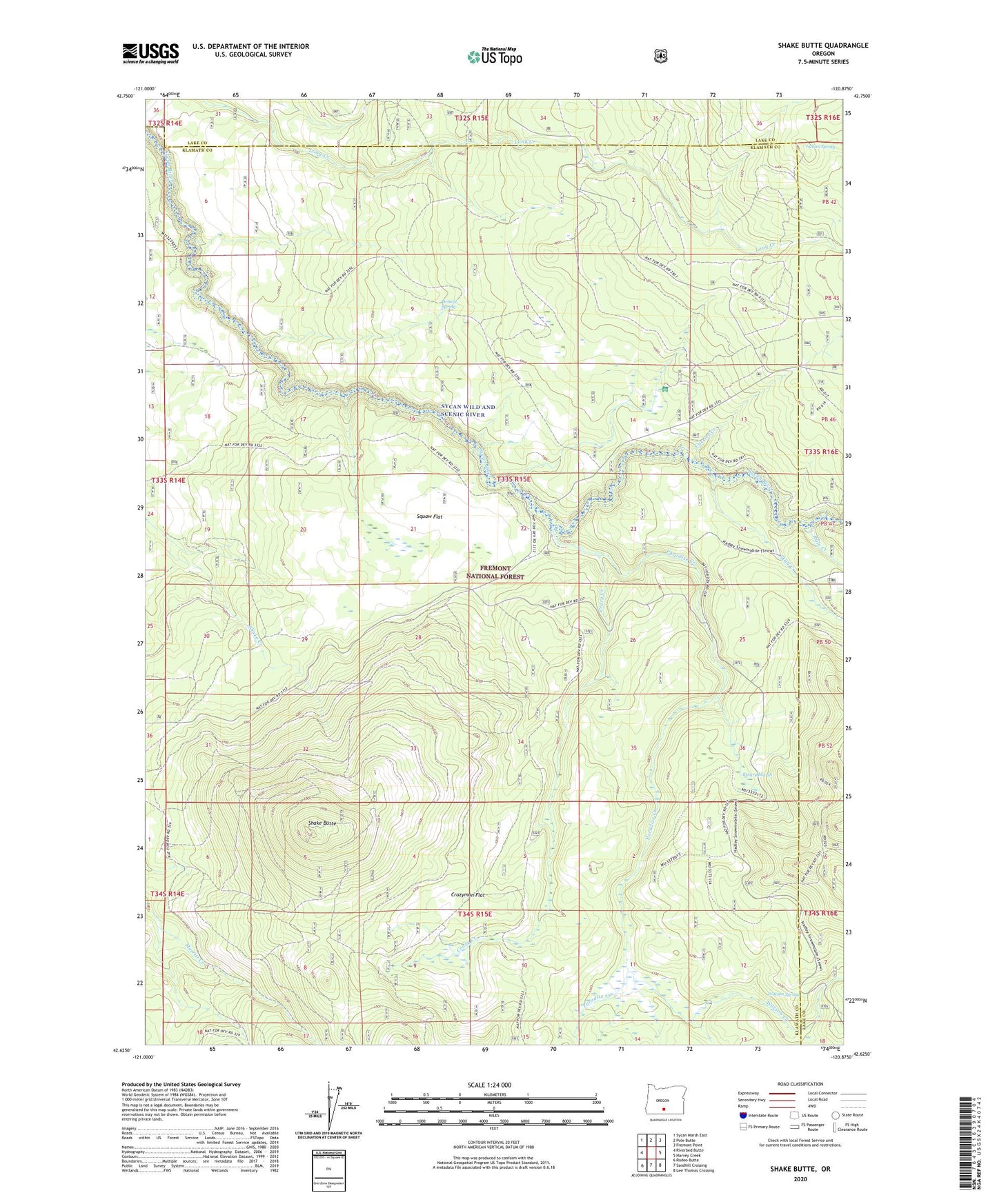 Shake Butte Oregon US Topo Map Image