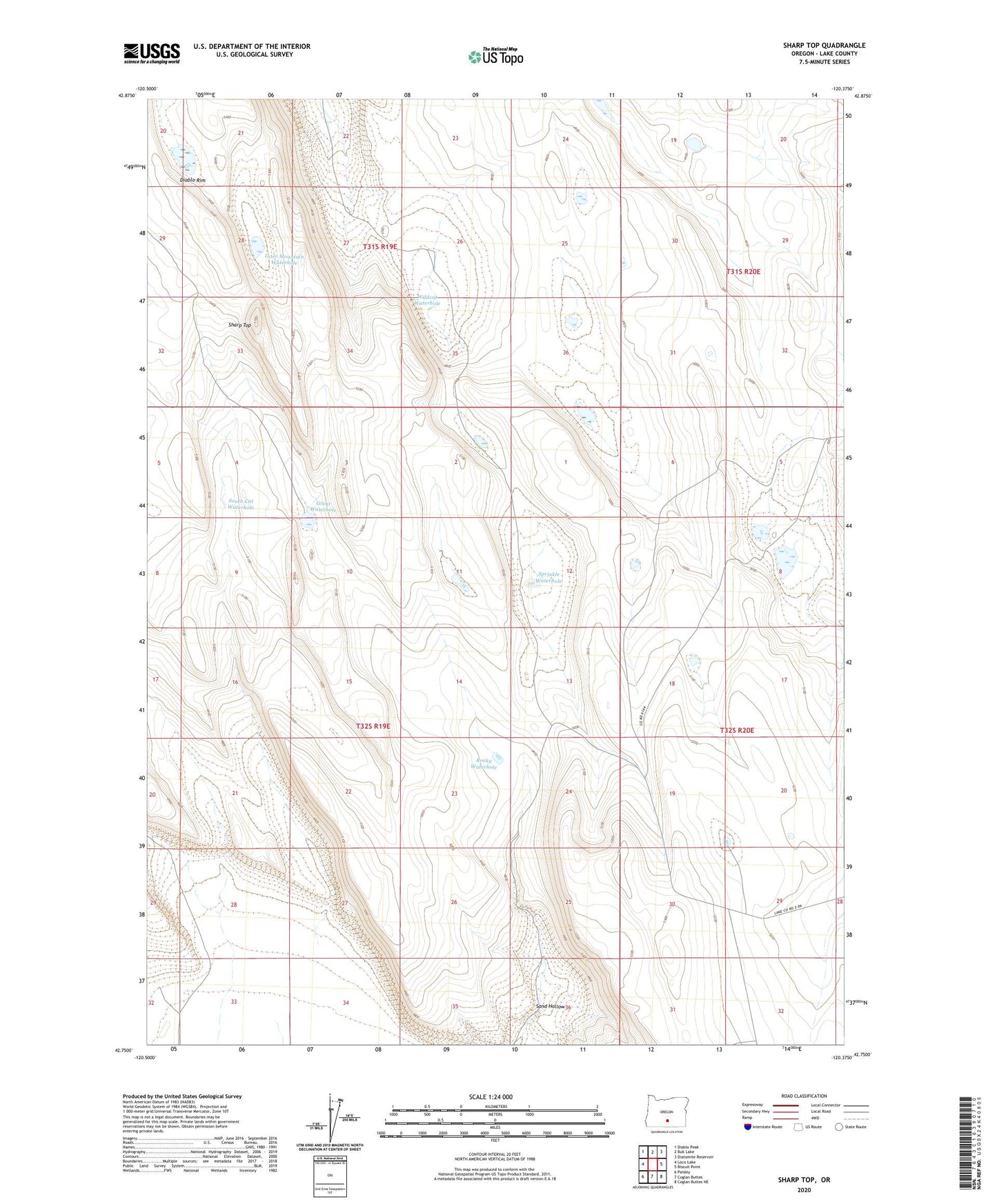 Sharp Top Oregon US Topo Map Image