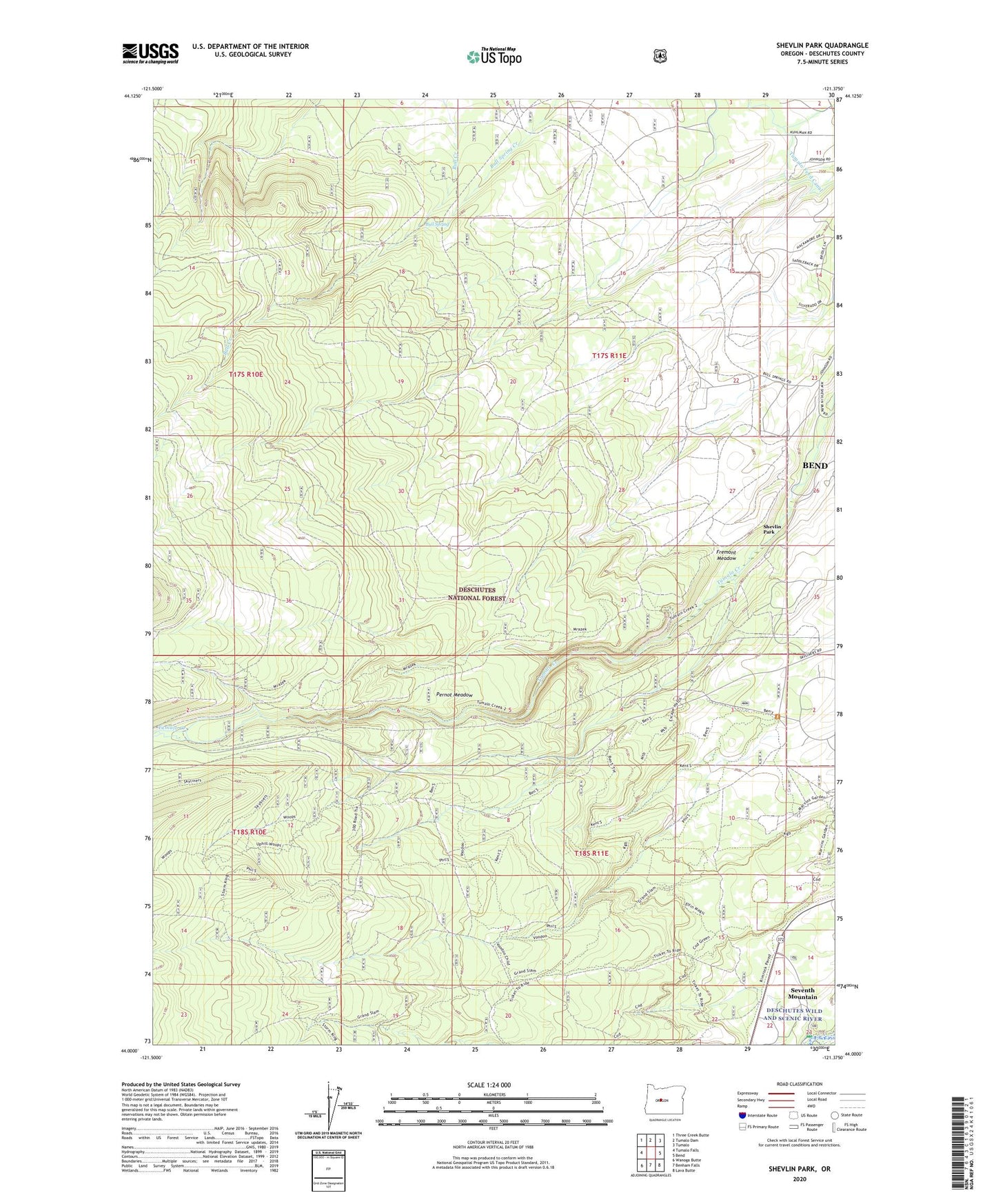 Shevlin Park Oregon US Topo Map Image