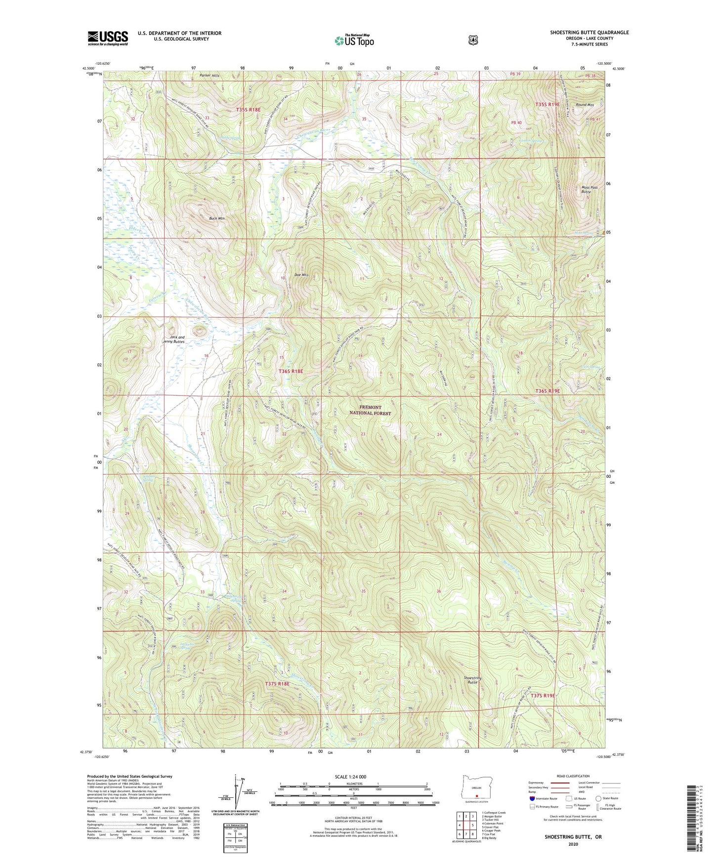 Shoestring Butte Oregon US Topo Map Image