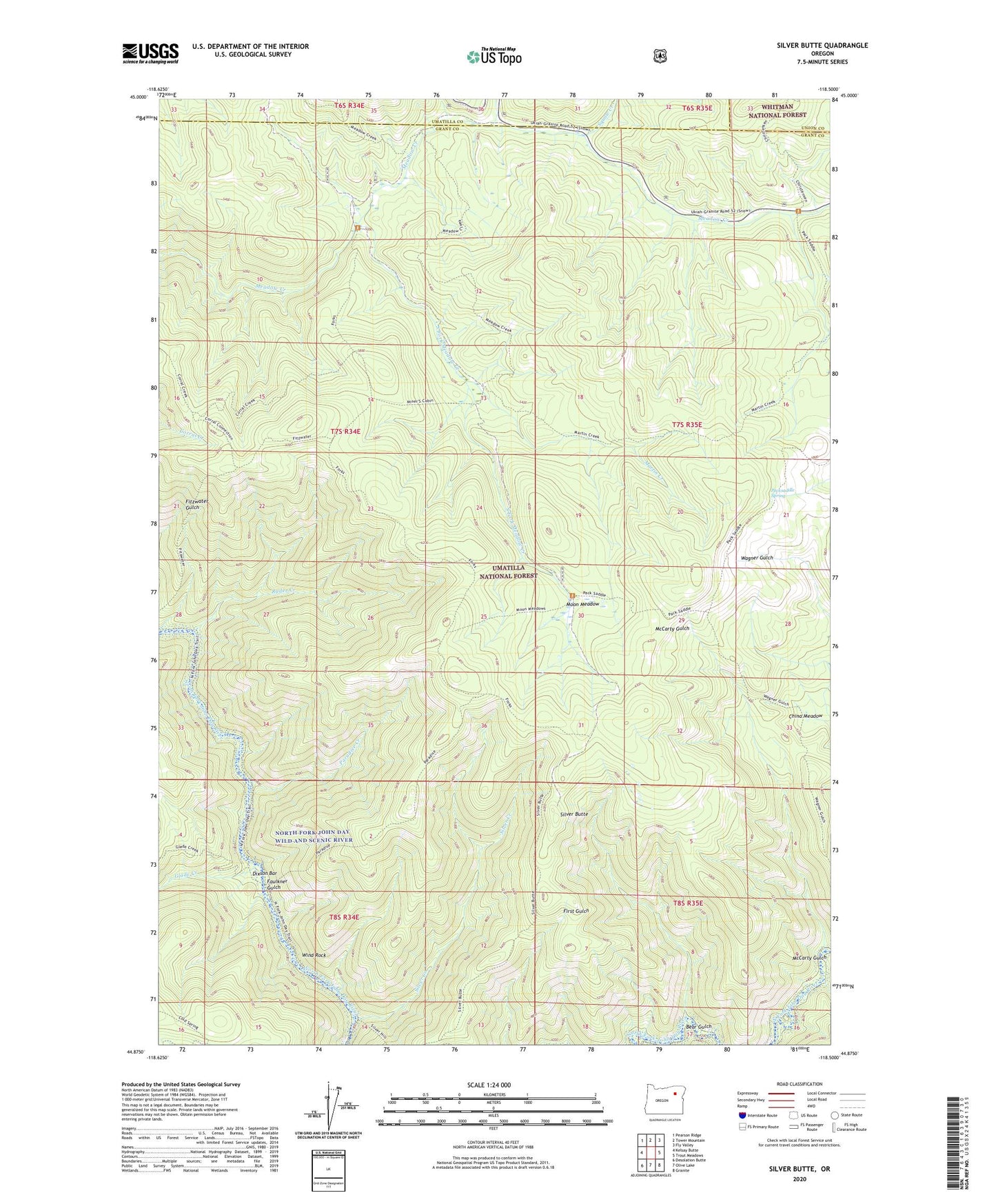 Silver Butte Oregon US Topo Map Image