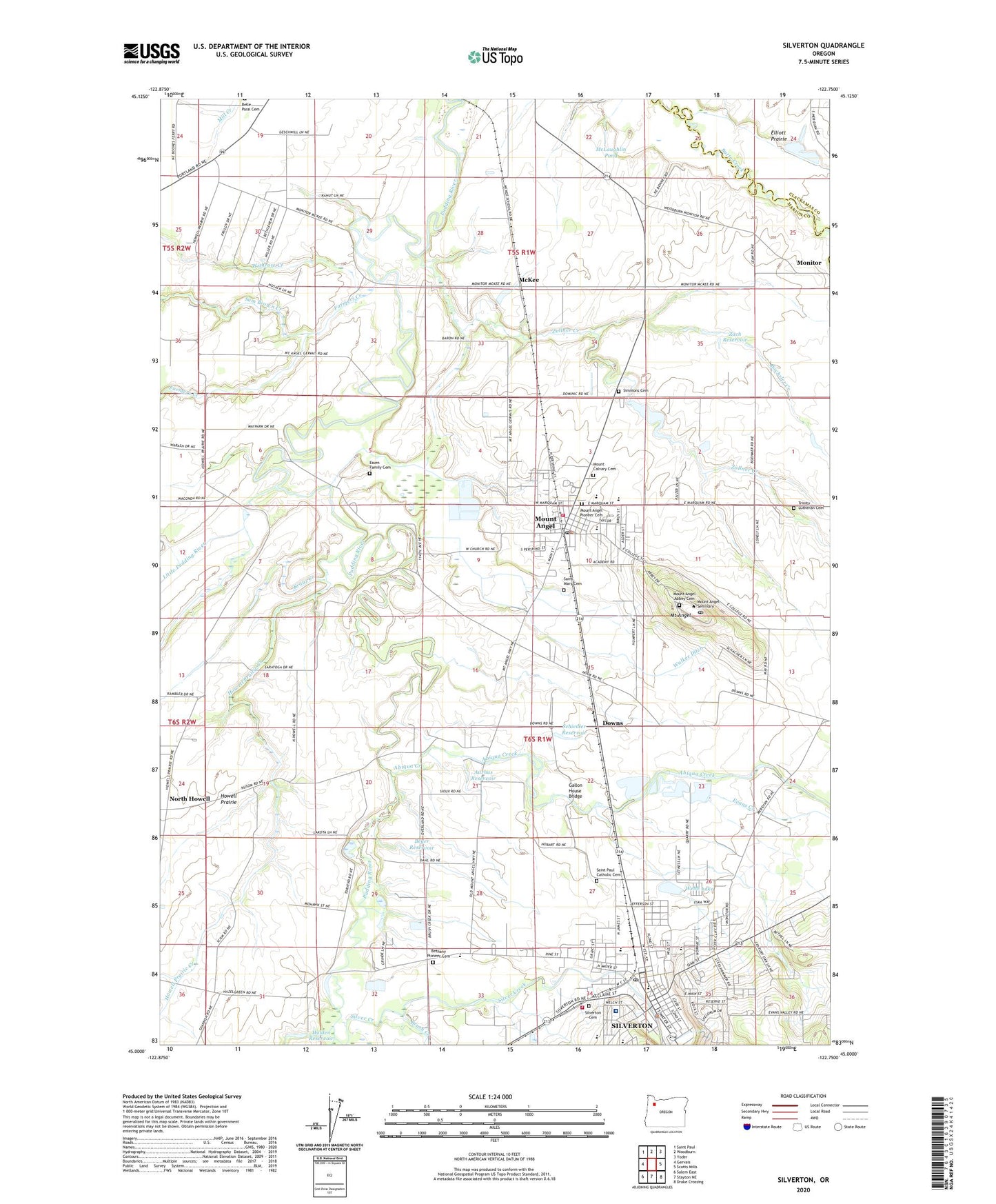 Silverton Oregon US Topo Map Image