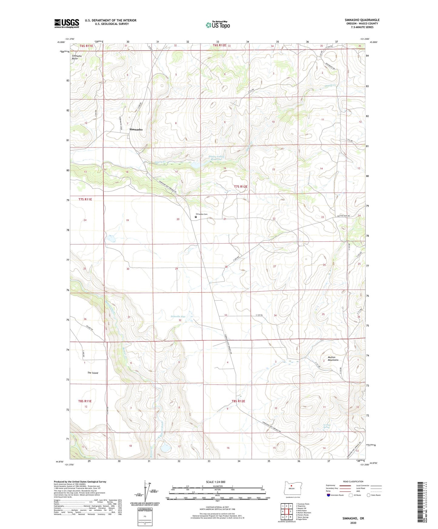 Simnasho Oregon US Topo Map Image