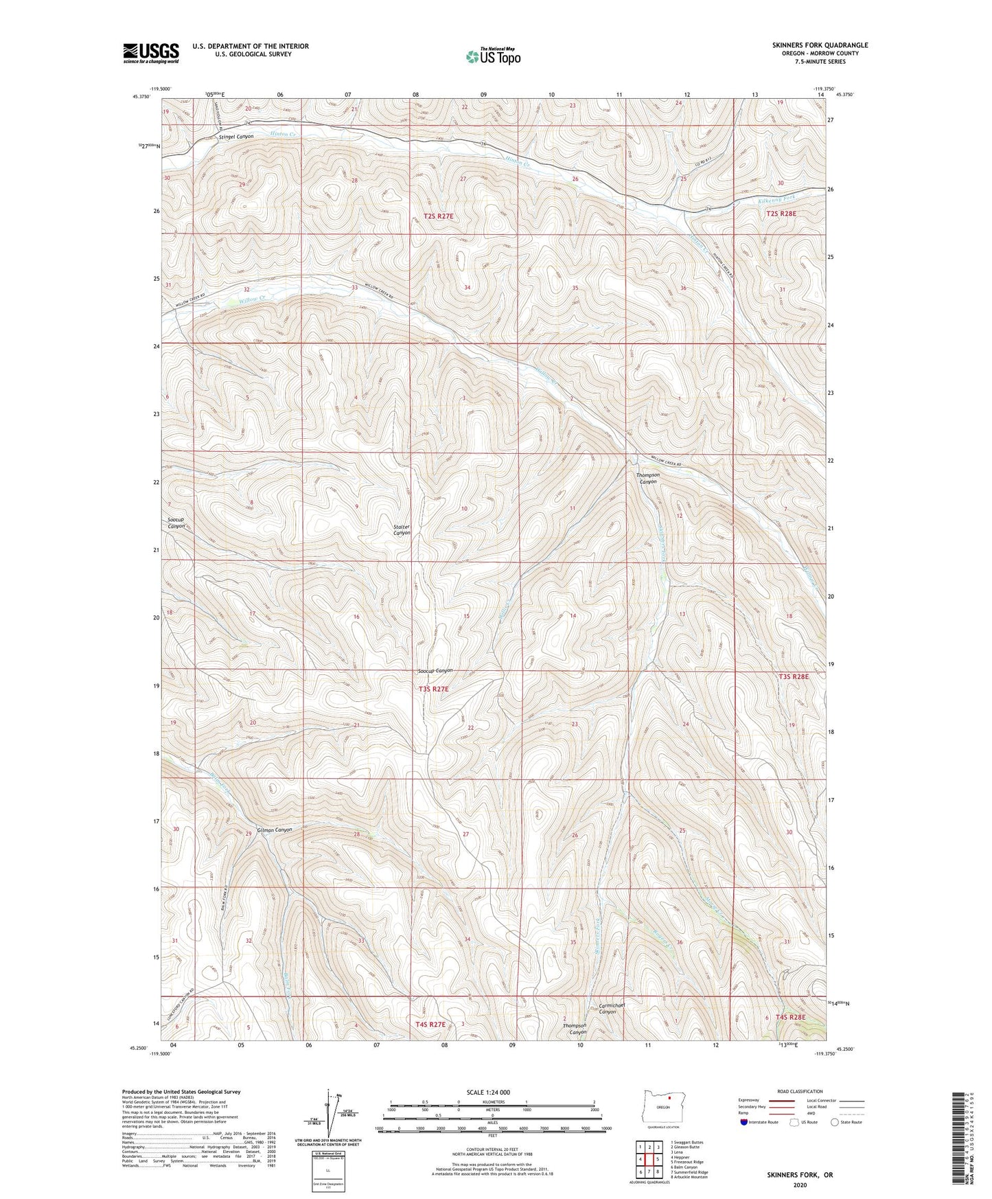 Skinners Fork Oregon US Topo Map Image