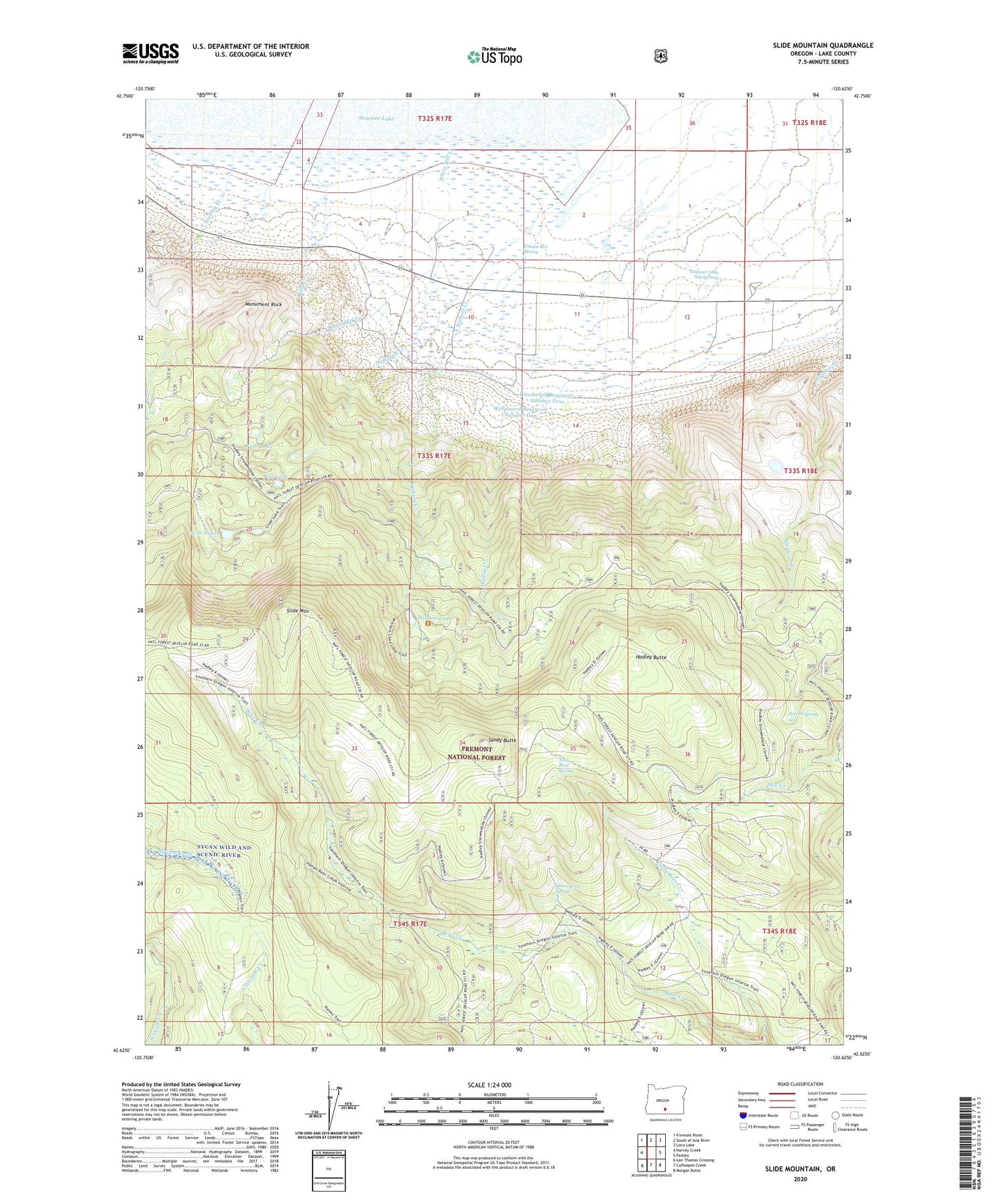 Slide Mountain Oregon US Topo Map Image
