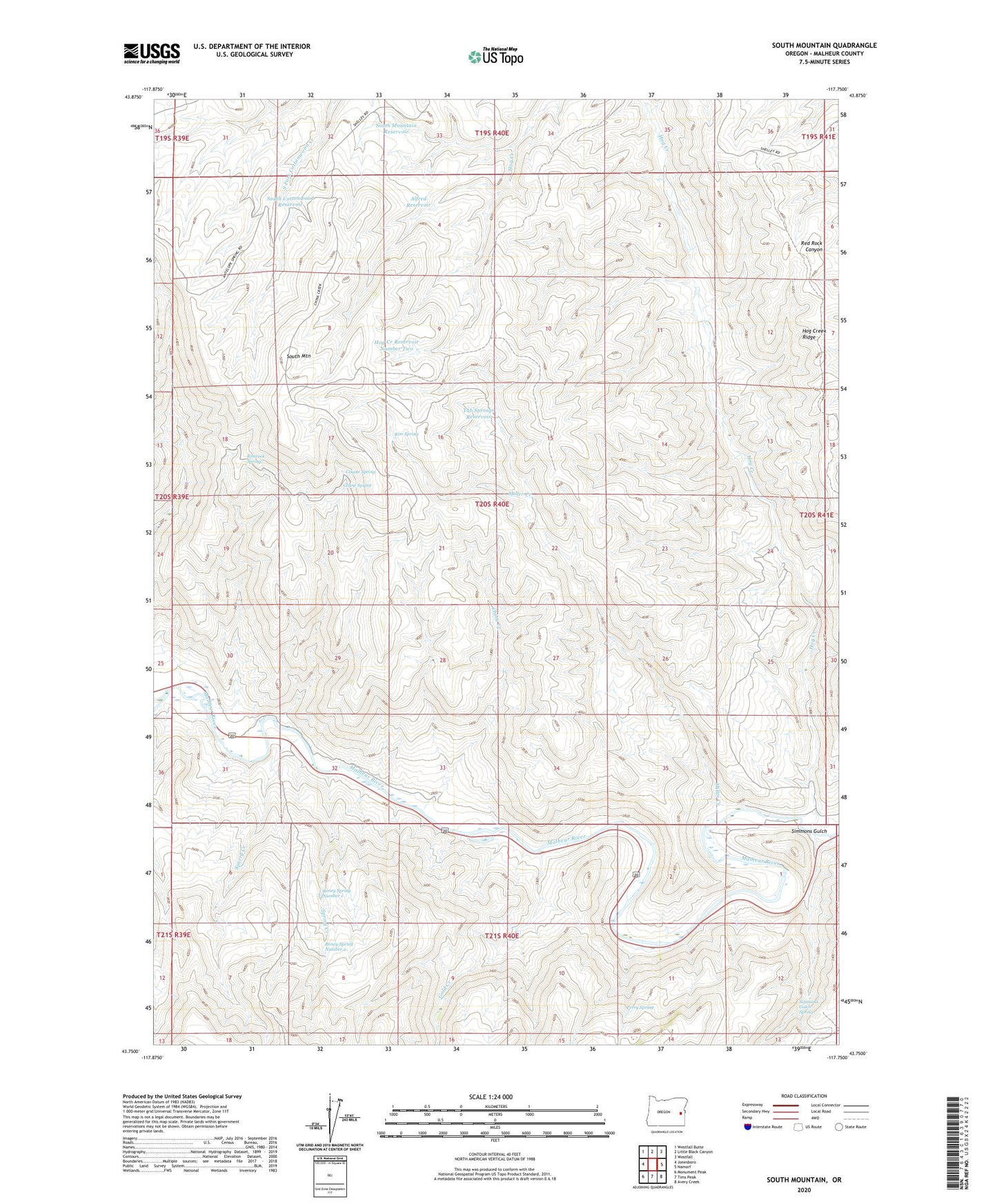 South Mountain Oregon US Topo Map Image