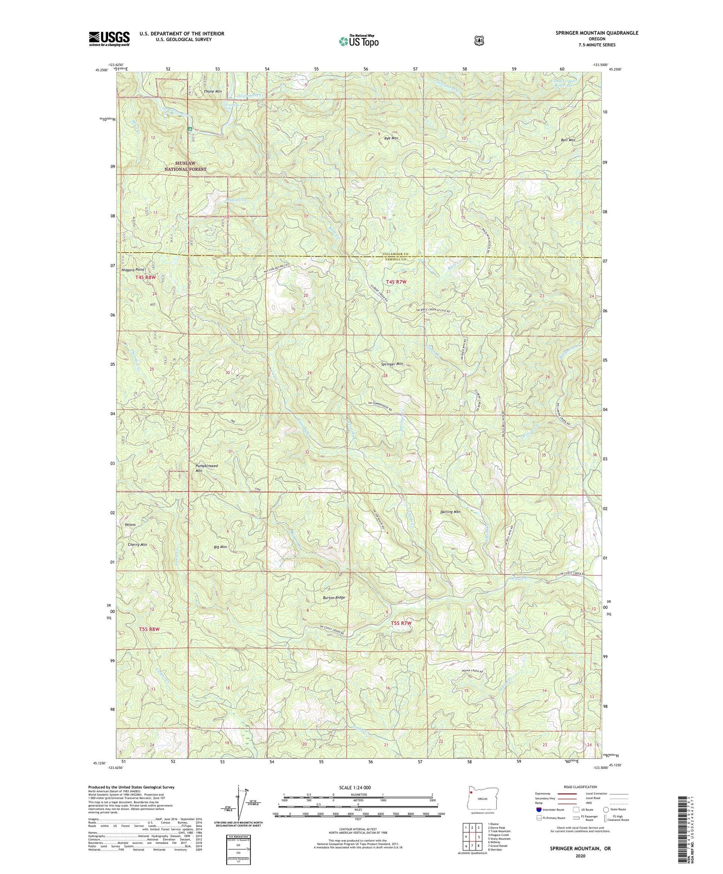 Springer Mountain Oregon US Topo Map Image