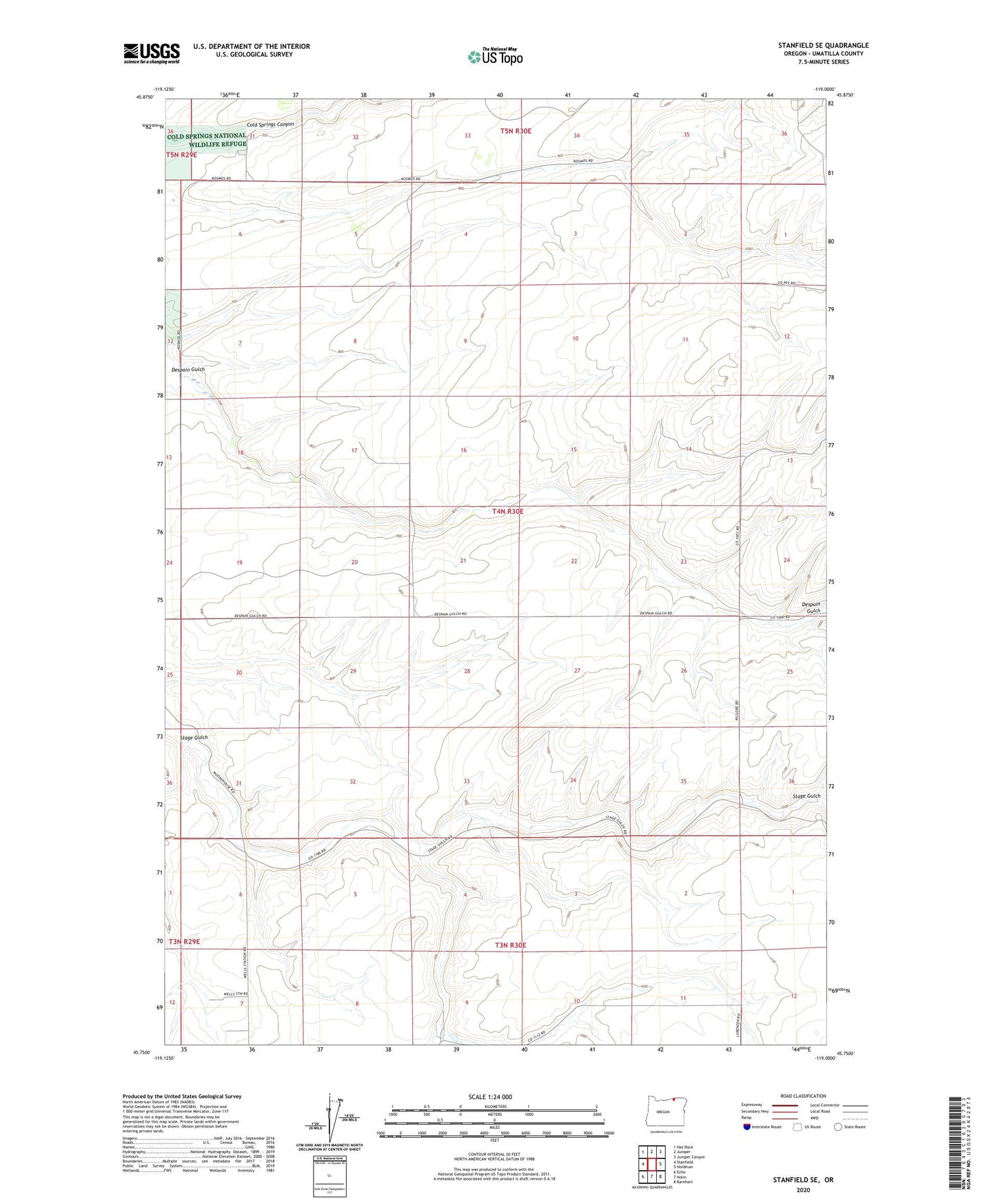 Stanfield SE Oregon US Topo Map Image