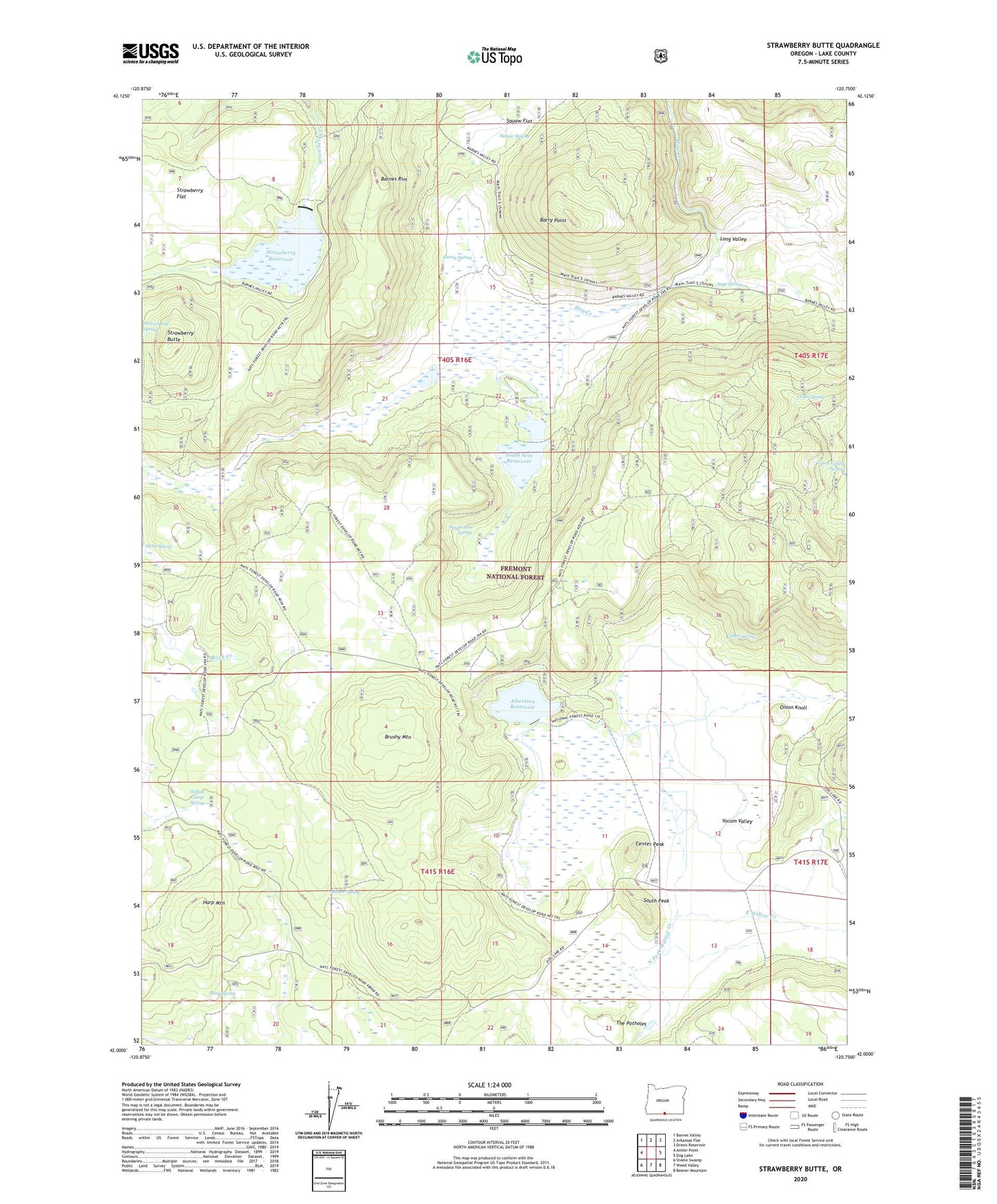 Strawberry Butte Oregon US Topo Map Image