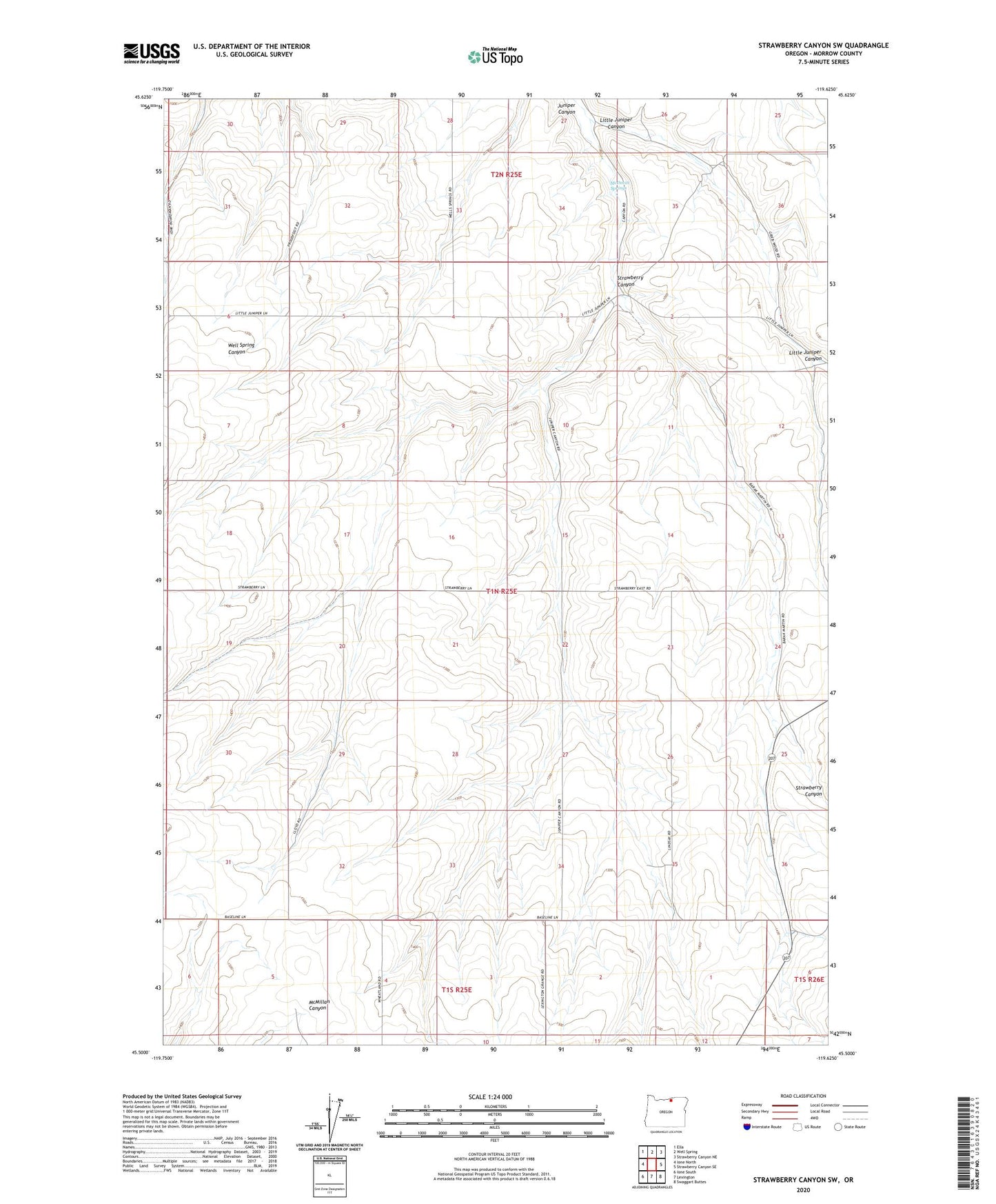 Strawberry Canyon SW Oregon US Topo Map Image