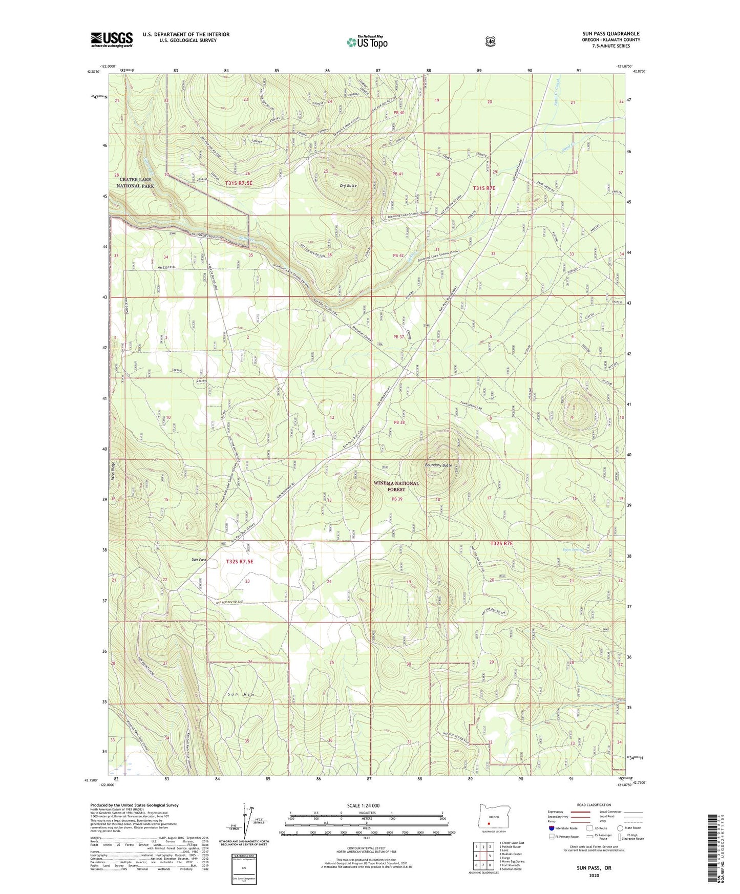 Sun Pass Oregon US Topo Map Image