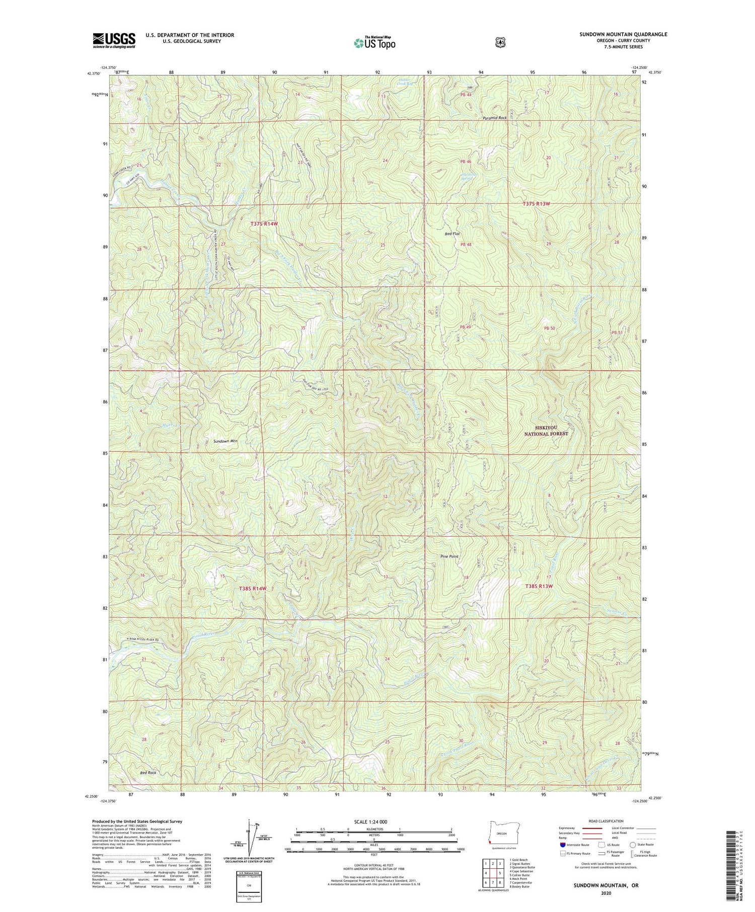 Sundown Mountain Oregon US Topo Map Image