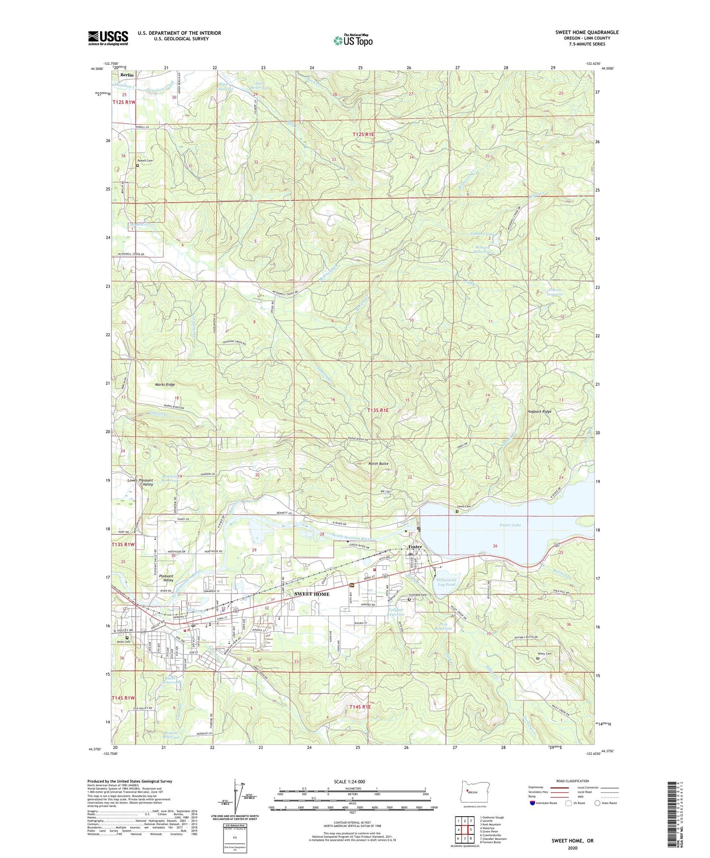 Sweet Home Oregon US Topo Map Image