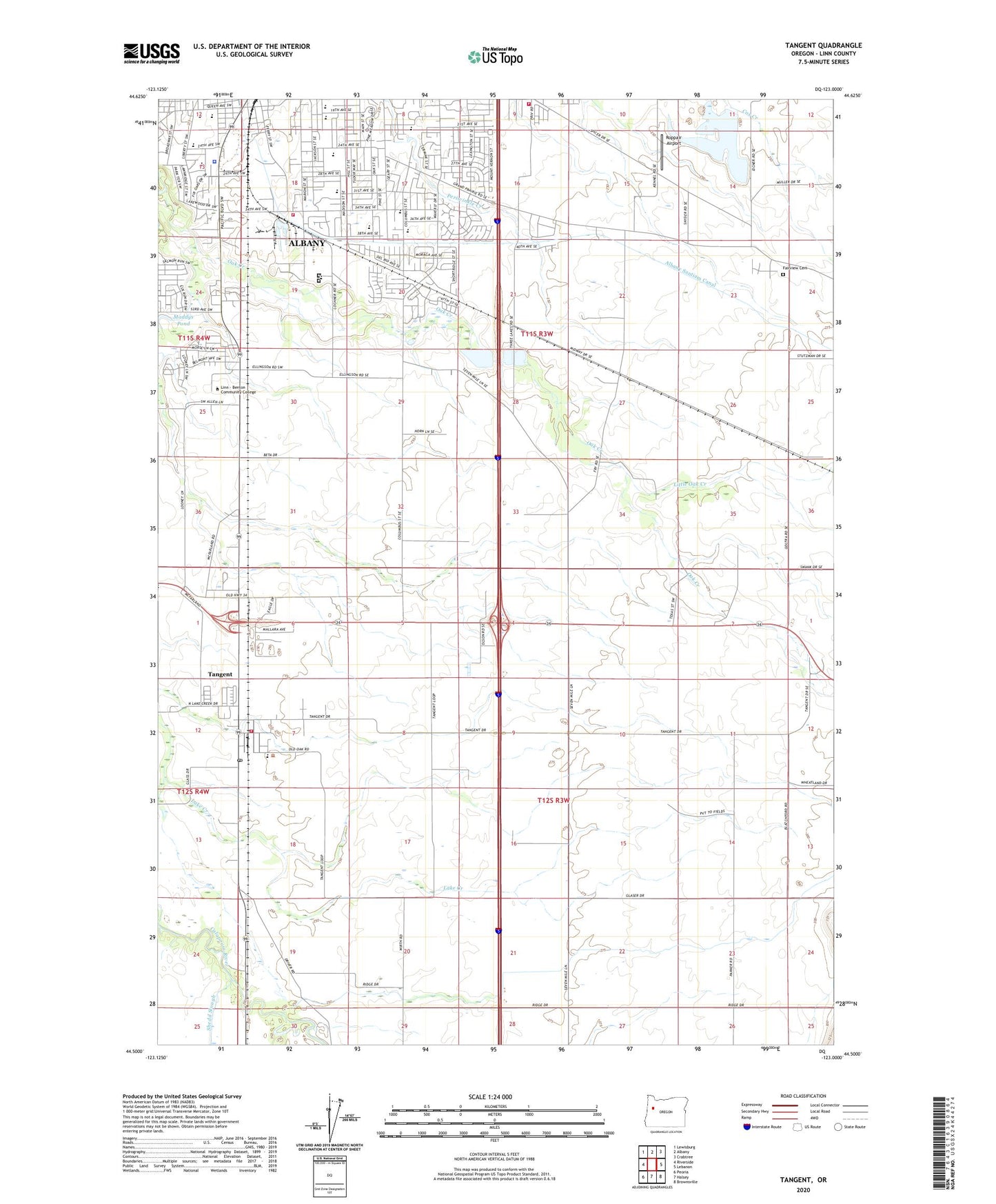 Tangent Oregon US Topo Map Image