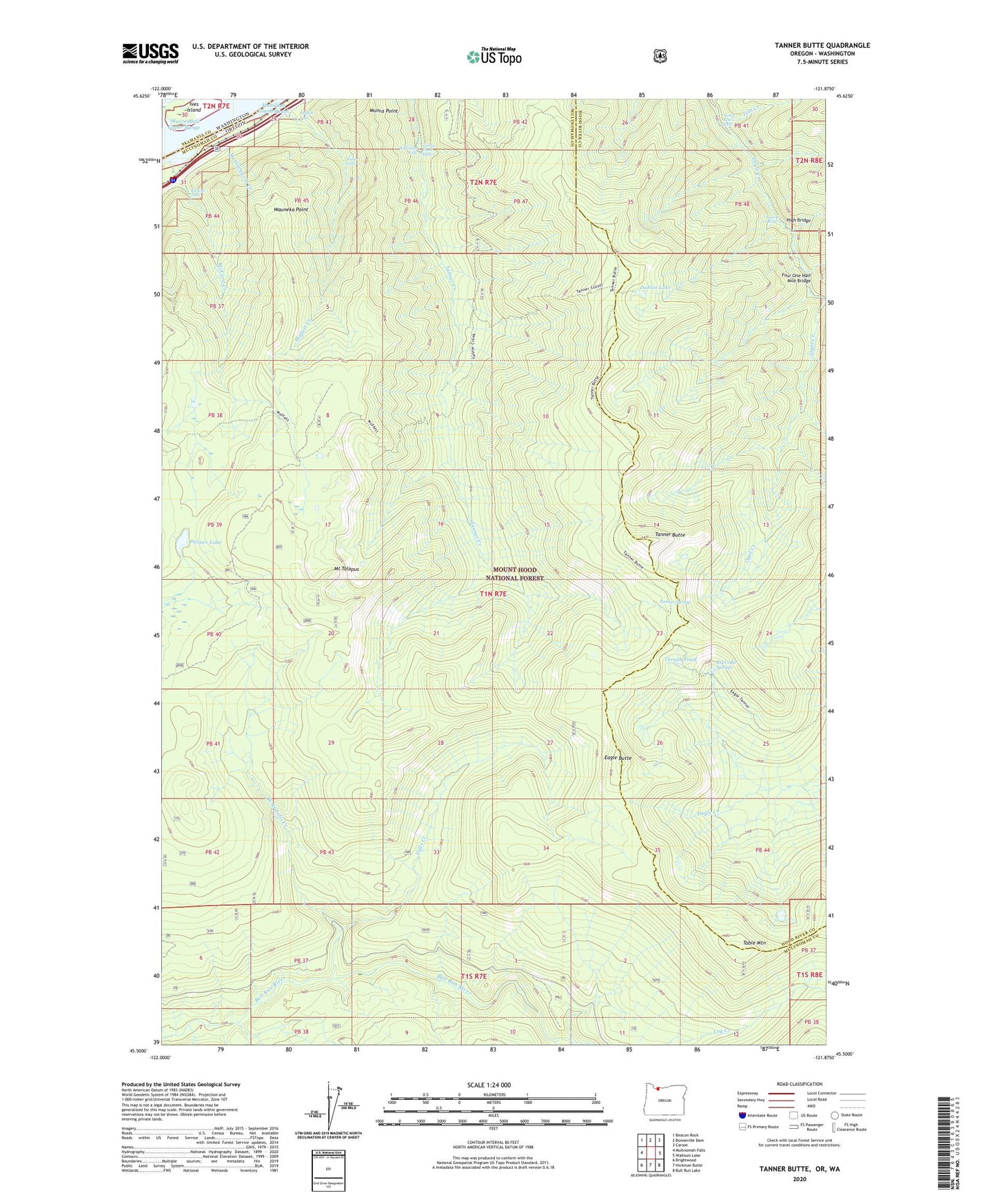 Tanner Butte Oregon US Topo Map Image