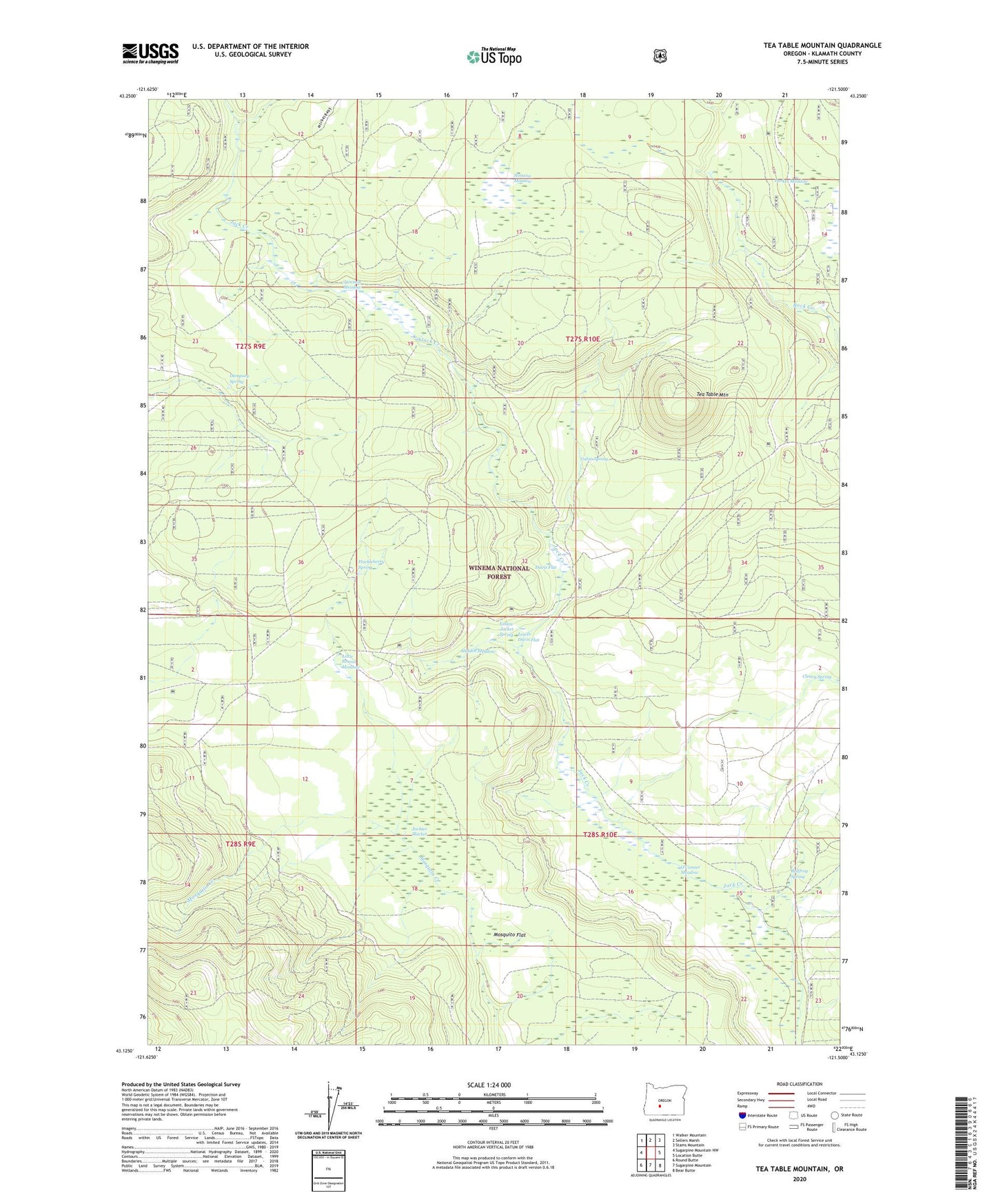 Tea Table Mountain Oregon US Topo Map Image
